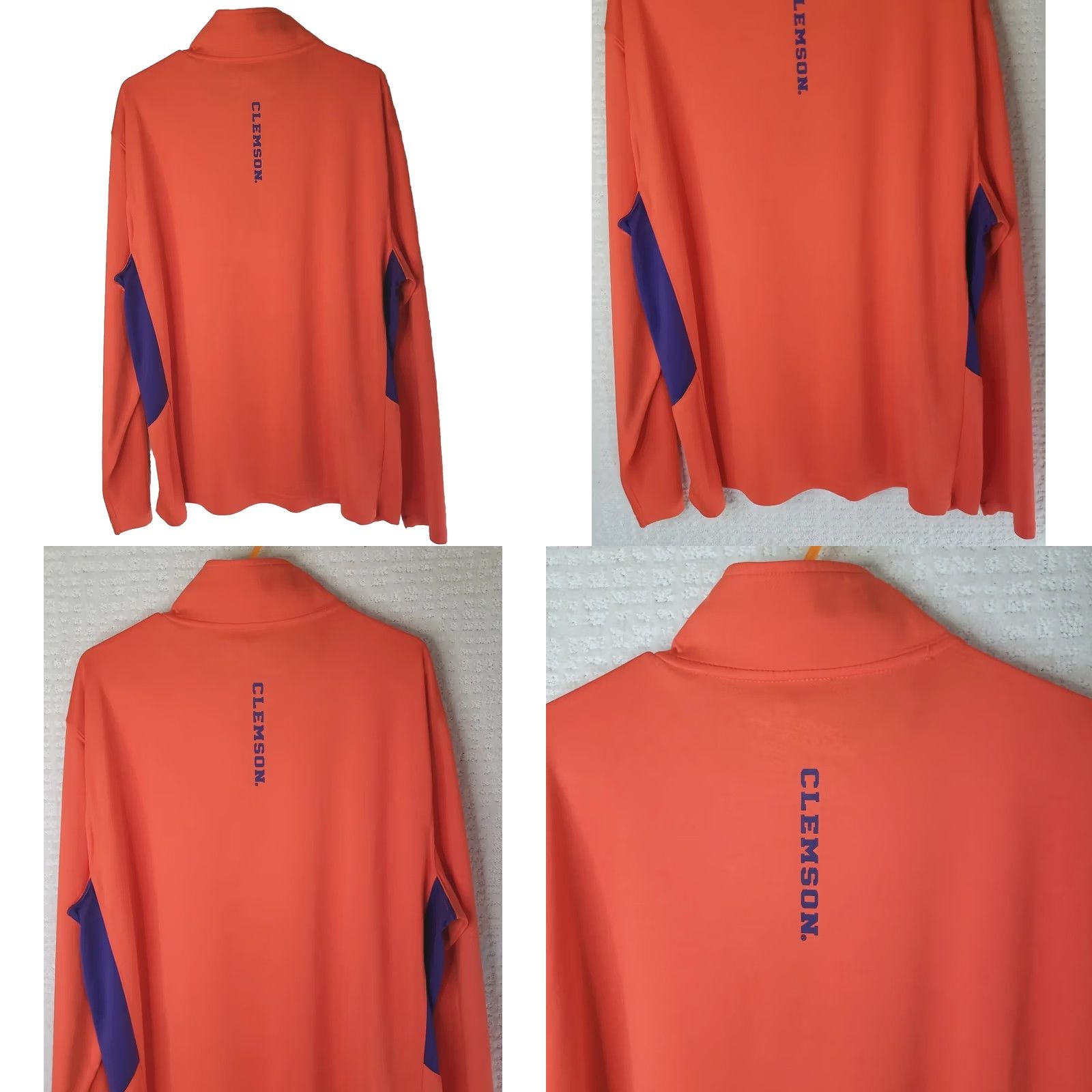 Vintage Clemson University Tigers Campus Heritage 1/4 Zip Long Sleeve Athletic Pullover Polo Men's XL Orange 100% Polyester Athletic Fit Size US XL / EU 56 / 4 - 8 Thumbnail