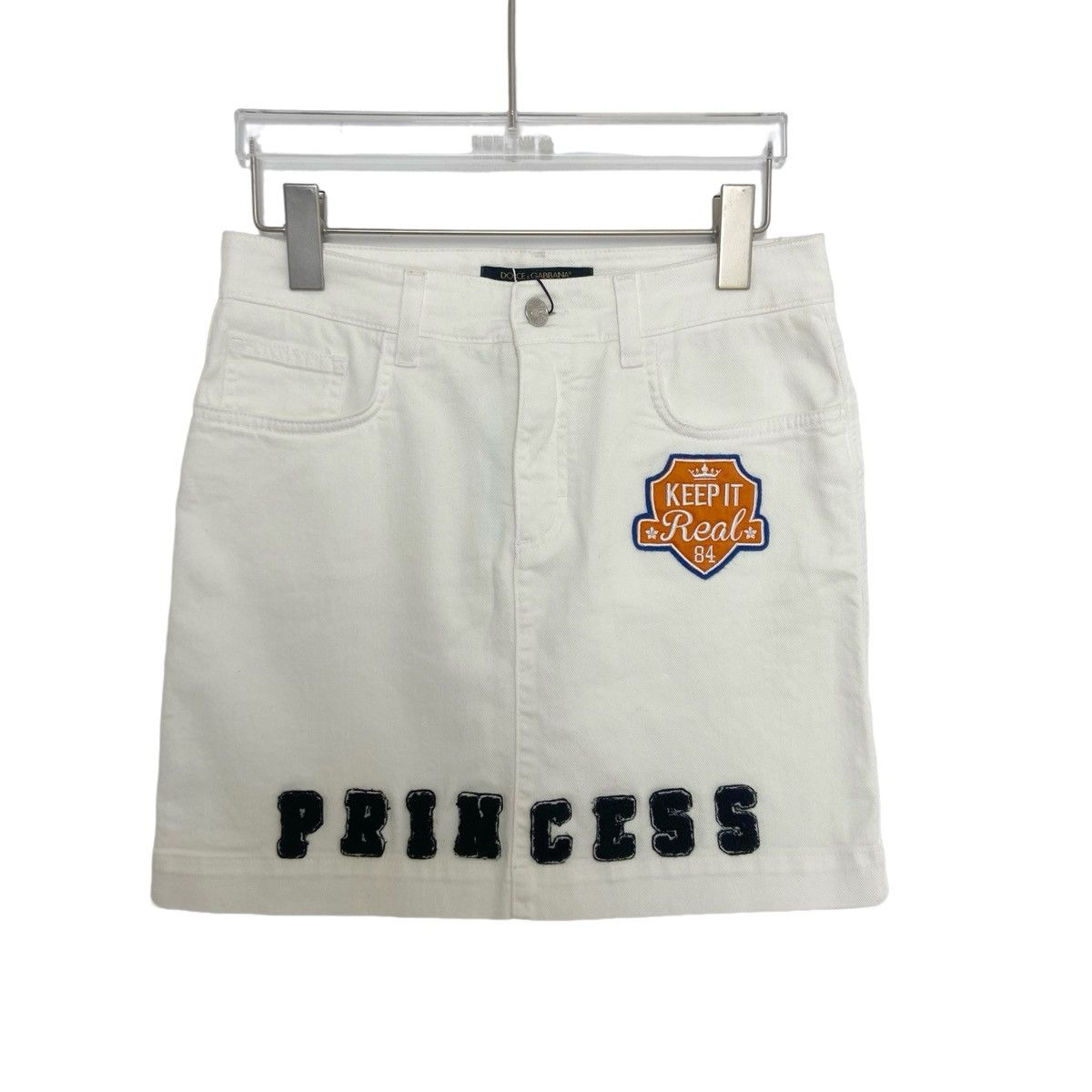 Dolce & Gabbana Dolce&Gabbana White Denim Mini Skirt K26WX Size 26" / US 2 / IT 38 - 1 Thumbnail