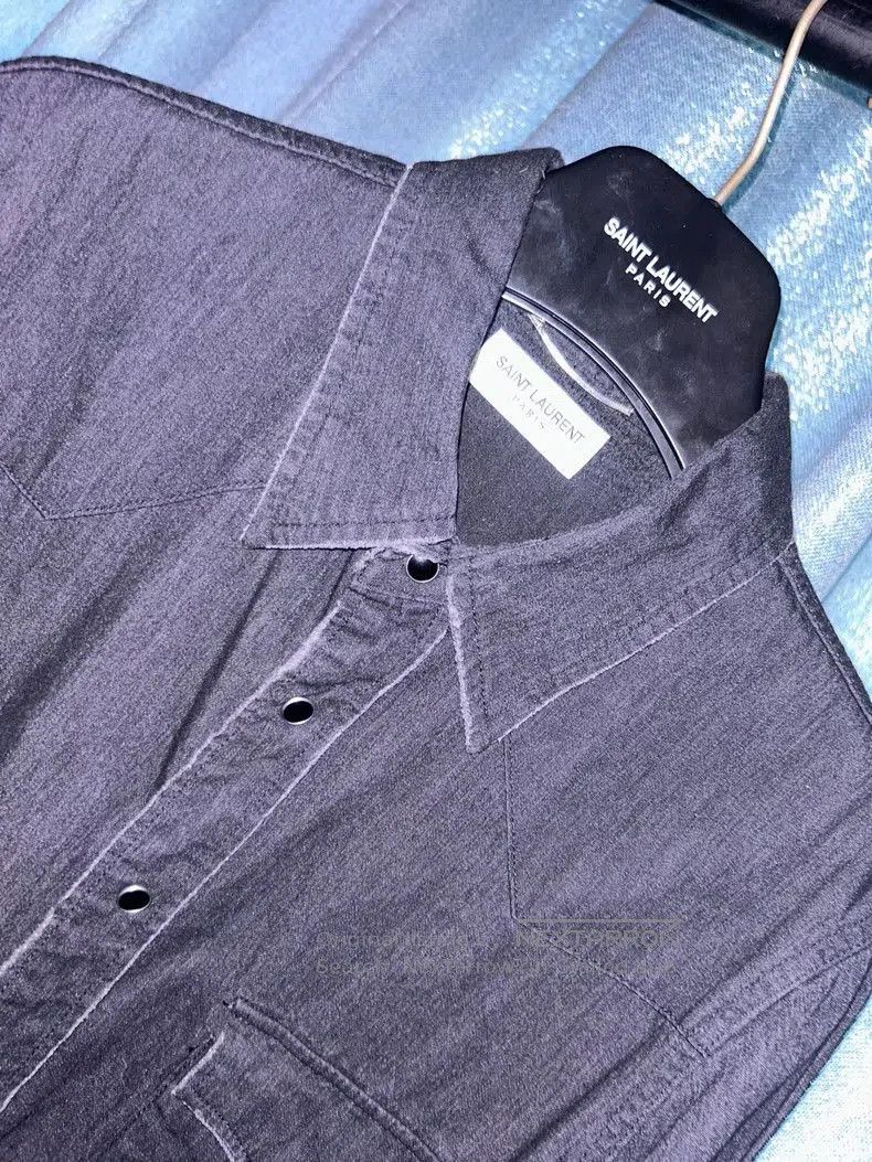 Hedi Slimane Saint Laurent Black Denim Shirt Jacket. Size US M / EU 48-50 / 2 - 3 Thumbnail