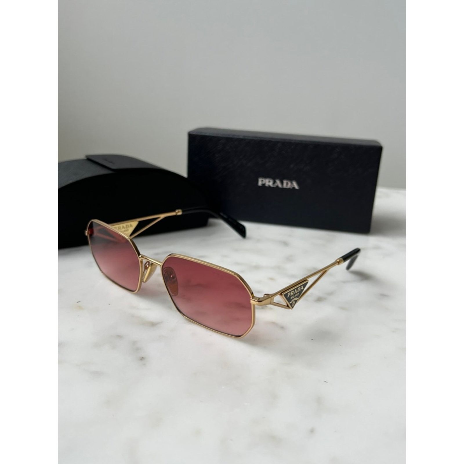Prada NEW Prada PR A51S Sunglasses in Gold Pink $585 Size ONE SIZE - 7 Thumbnail