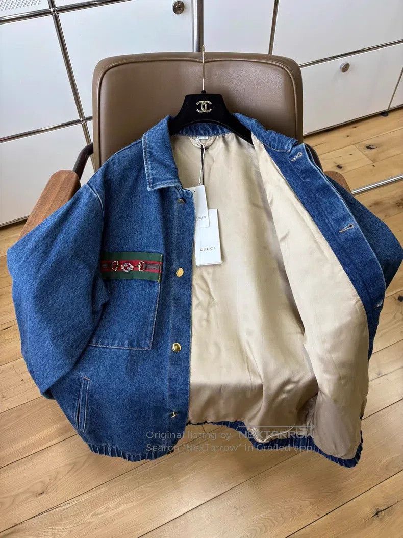 Gucci Gucci Blue lapel striped horse button denim jacket Size US S / EU 44-46 / 1 - 5 Thumbnail
