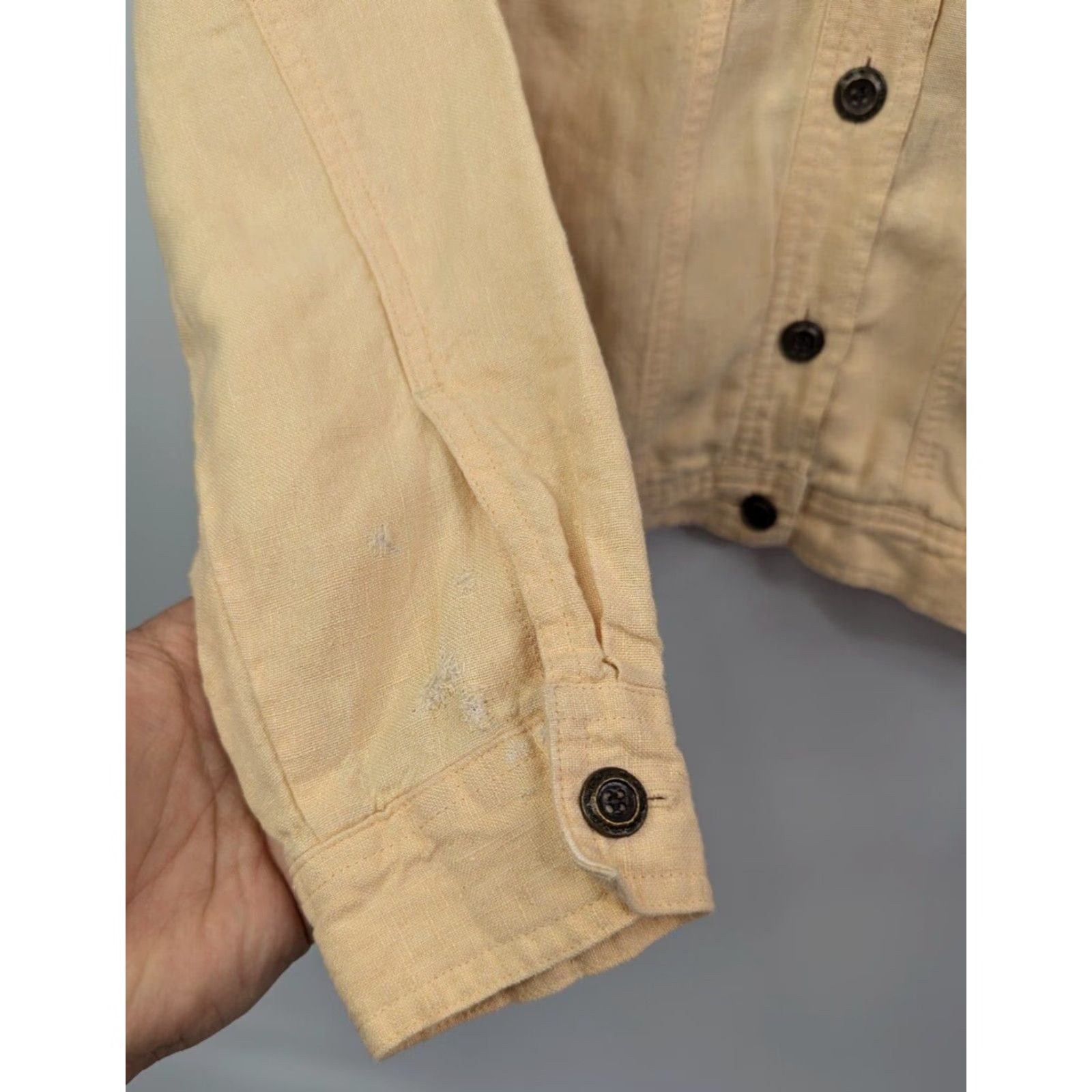 J. Jill VINTAGE J Jill Jacket Women's XS Petite Yellow Linen Button Up Long Sleeve Pockets Size XS / US 0-2 / IT 36-38 - 4 Thumbnail