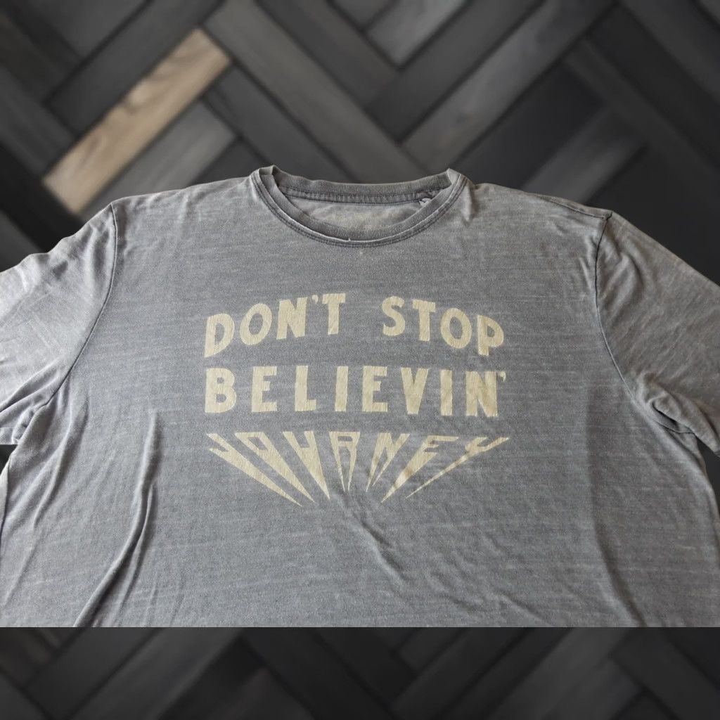 Lucky Brand Lucky Brand X Journey Men's T Shirt XXL Don't Stop Believin' Graphic Print Gray Cotton Blend Short Sleeve Shirt Mens 2XL Size US XXL / EU 58 / 5 - 1 Thumbnail