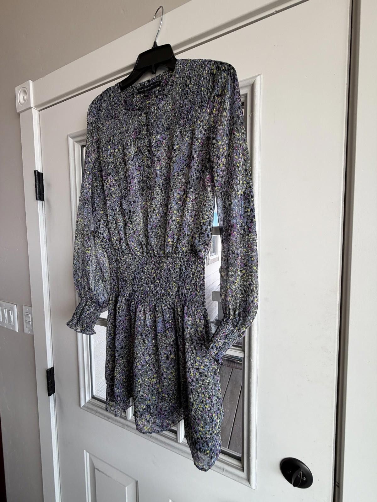 Other WHBM Pointillism Blouson Dress Long Sleeves S Metallic Size S / US 4 / IT 40 - 8 Thumbnail