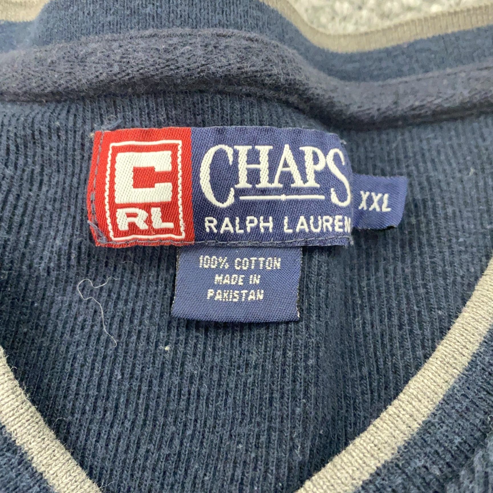 Chaps VINTAGE Chaps Ralph Lauren Sweater Mens 2XL Navy Blue V-Neck Pullover Embroidered Size US XXL / EU 58 / 5 - 6 Thumbnail