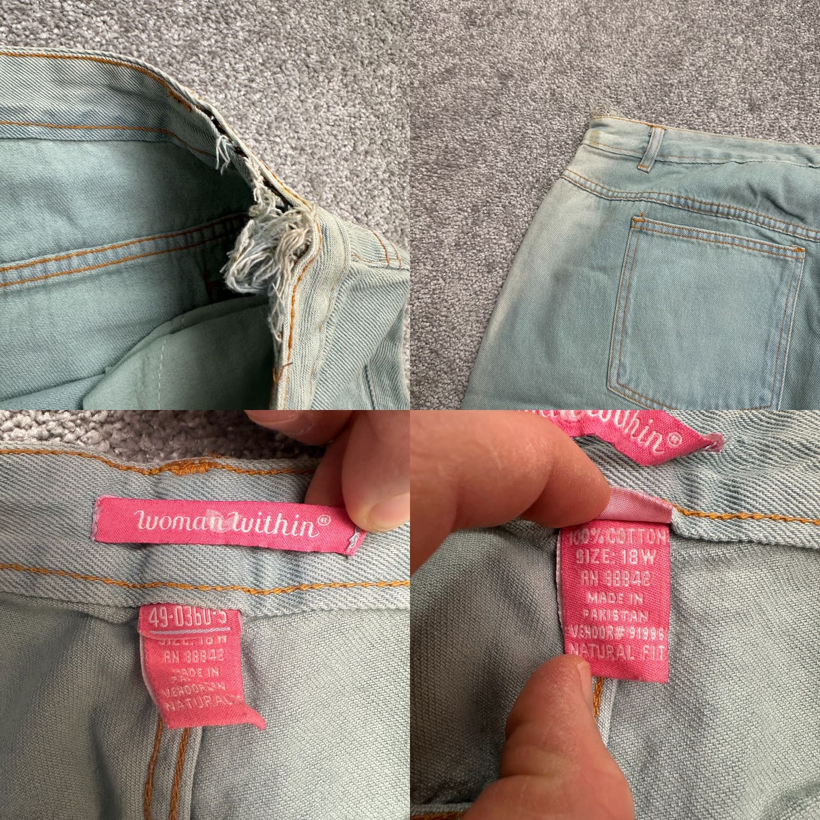 Vintage Woman Within Jeans 18W Denim Blue Straight Leg Plus Size 39x29.5 Womens Fashion Comfort Size 40" / US 18 - 8 Thumbnail