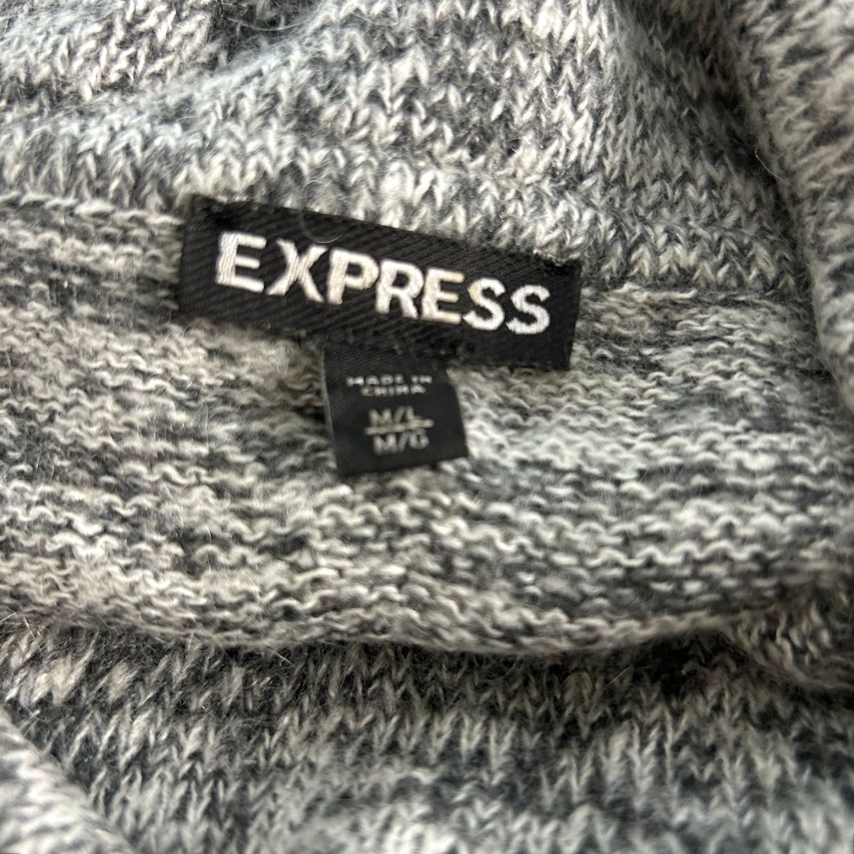 Express Express Womens Sweater Gray Mohair Wool Blend Cowl Neck Asymmetrical Hem M/L Size M / US 6-8 / IT 42-44 - 6 Thumbnail