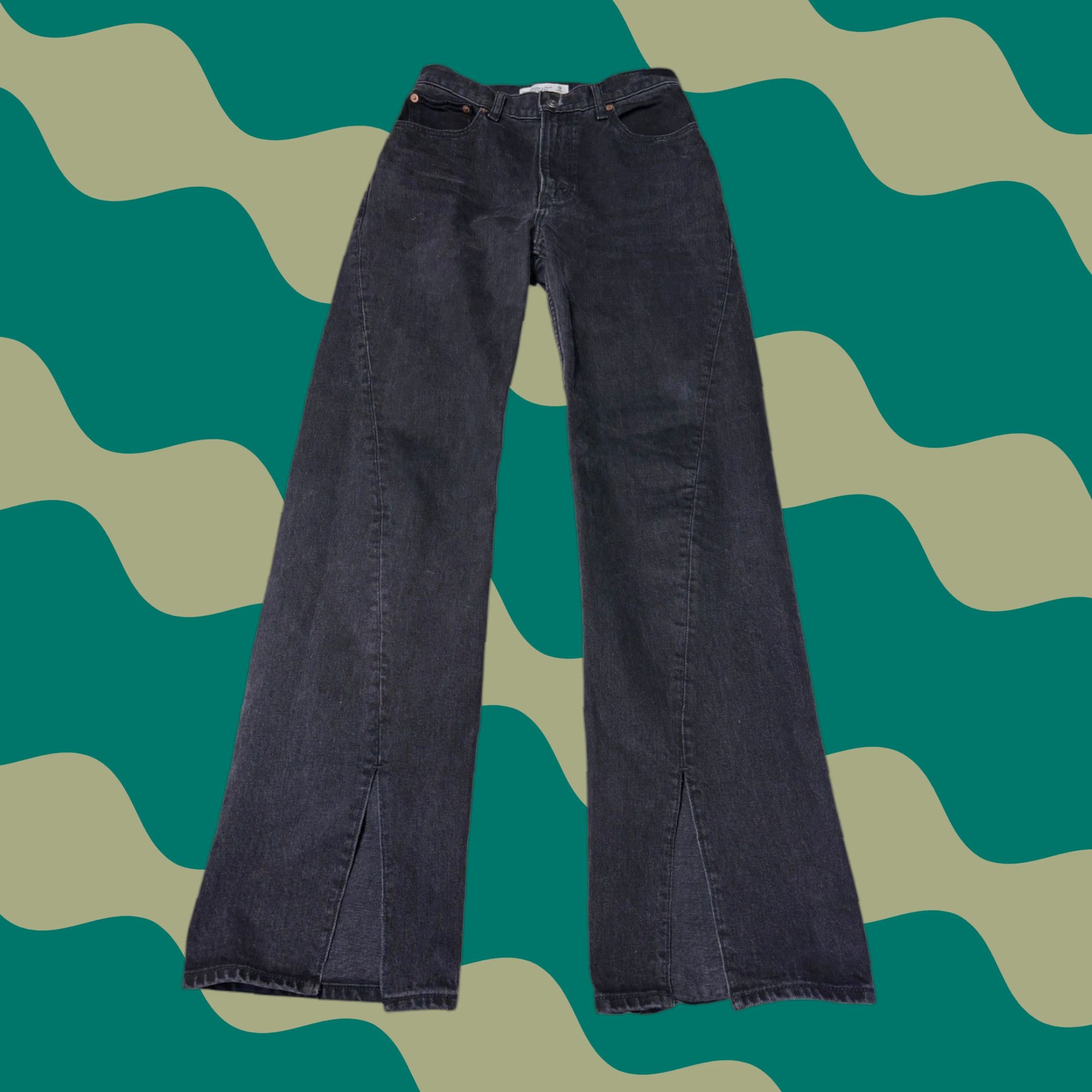 Abercrombie & Fitch Abercrombie & Fitch Jeans 90s Relaxed High Rise Split Hem Black 26X31 Womens Size 26" / US 2 / IT 38 - 1 Thumbnail