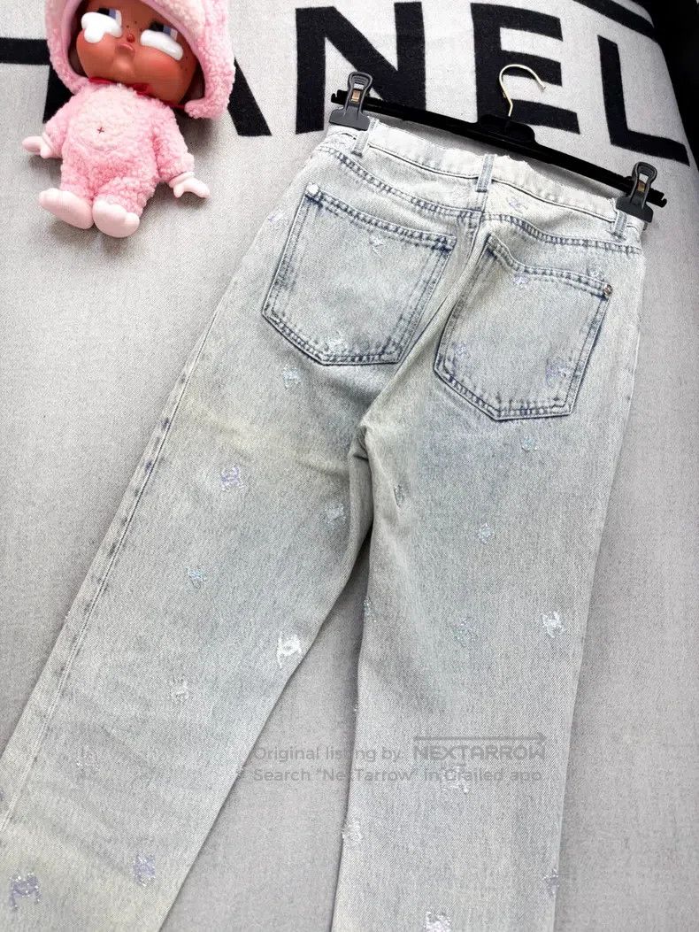 Chanel Chanel 21k blue-gray double C sequin jeans Size 42" / US 20 - 2 Thumbnail