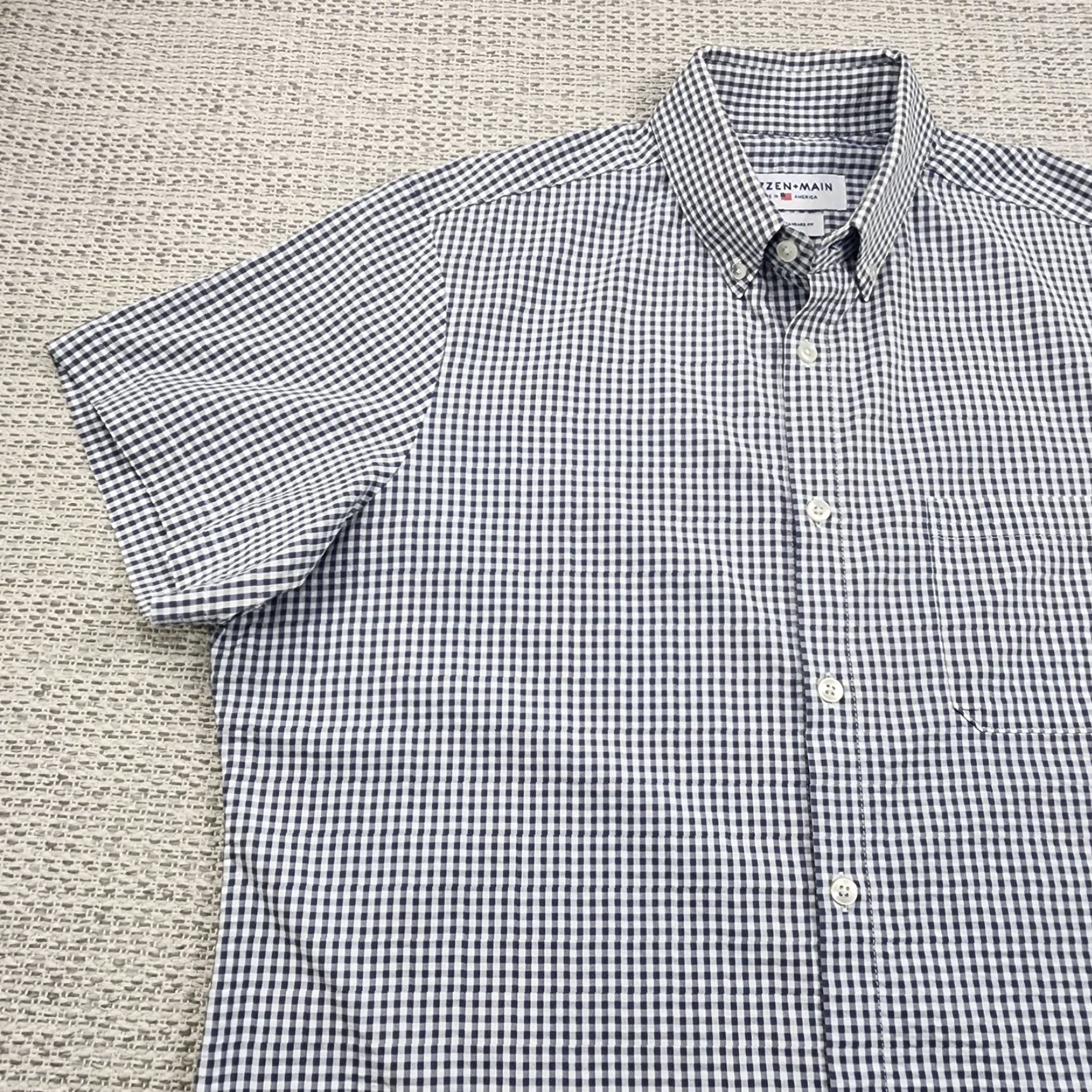 Mizzen+Main Mizzen+Main Shirt Mens Medium Gingham Blue Short Sleeve Button Down Made USA Size US M / EU 48-50 / 2 - 3 Thumbnail