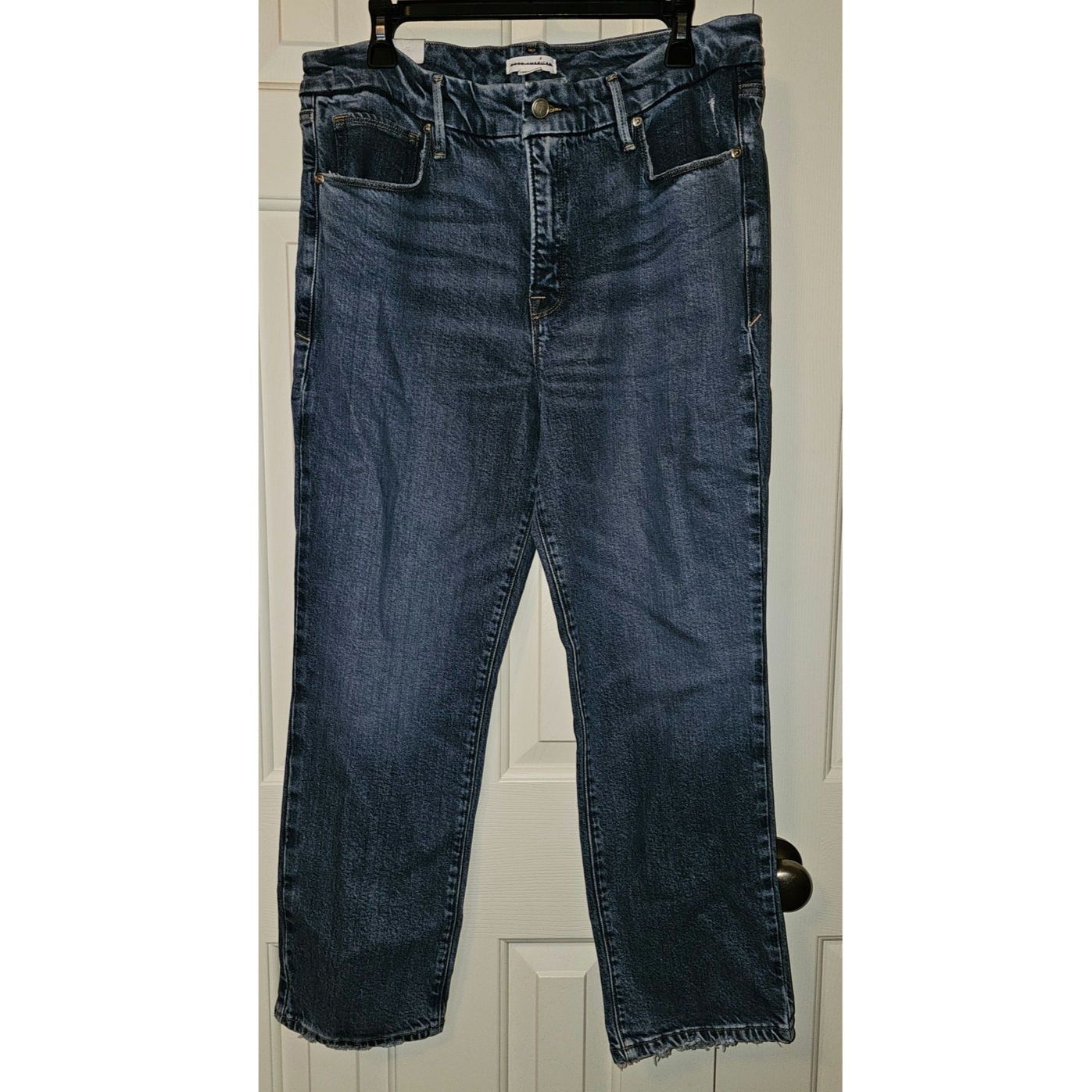 Anthropologie New Good American Good Legs Mid-Rise Straight Jeans SZ 14/32 Size 36" / US 14 / IT 50 - 5 Thumbnail