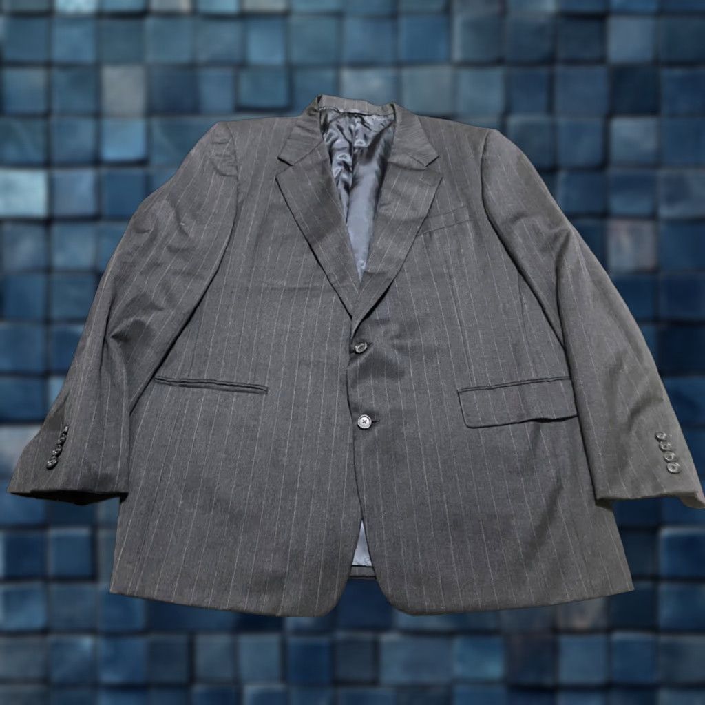 Vintage Hickey Freeman Blazer Mens Gray Wool 46 Striped Two-Button Long Sleeve Size US XXL / EU 58 / 5 - 1 Thumbnail