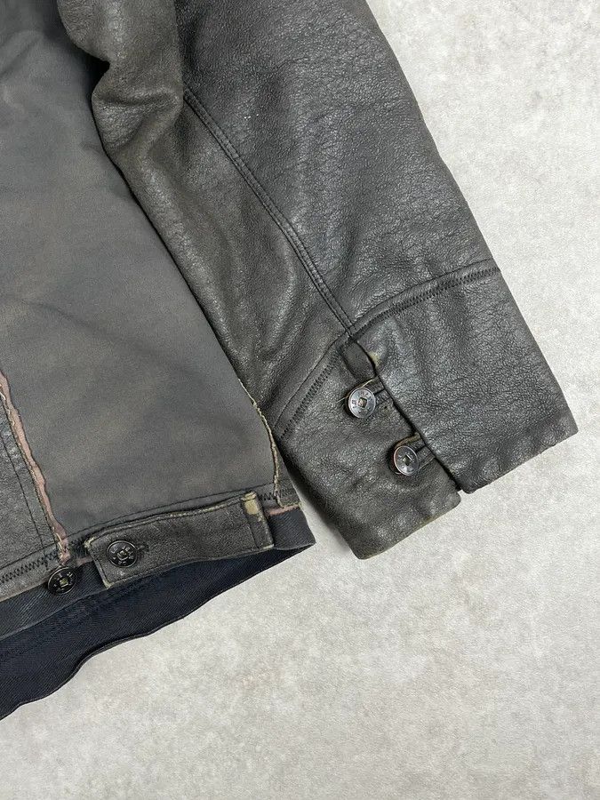 Marithe + Francois Girbaud 1990s Marithé + François Girbaud Avant-Garde Brut Grey Leather Jacket Size US M / EU 48-50 / 2 - 11 Thumbnail