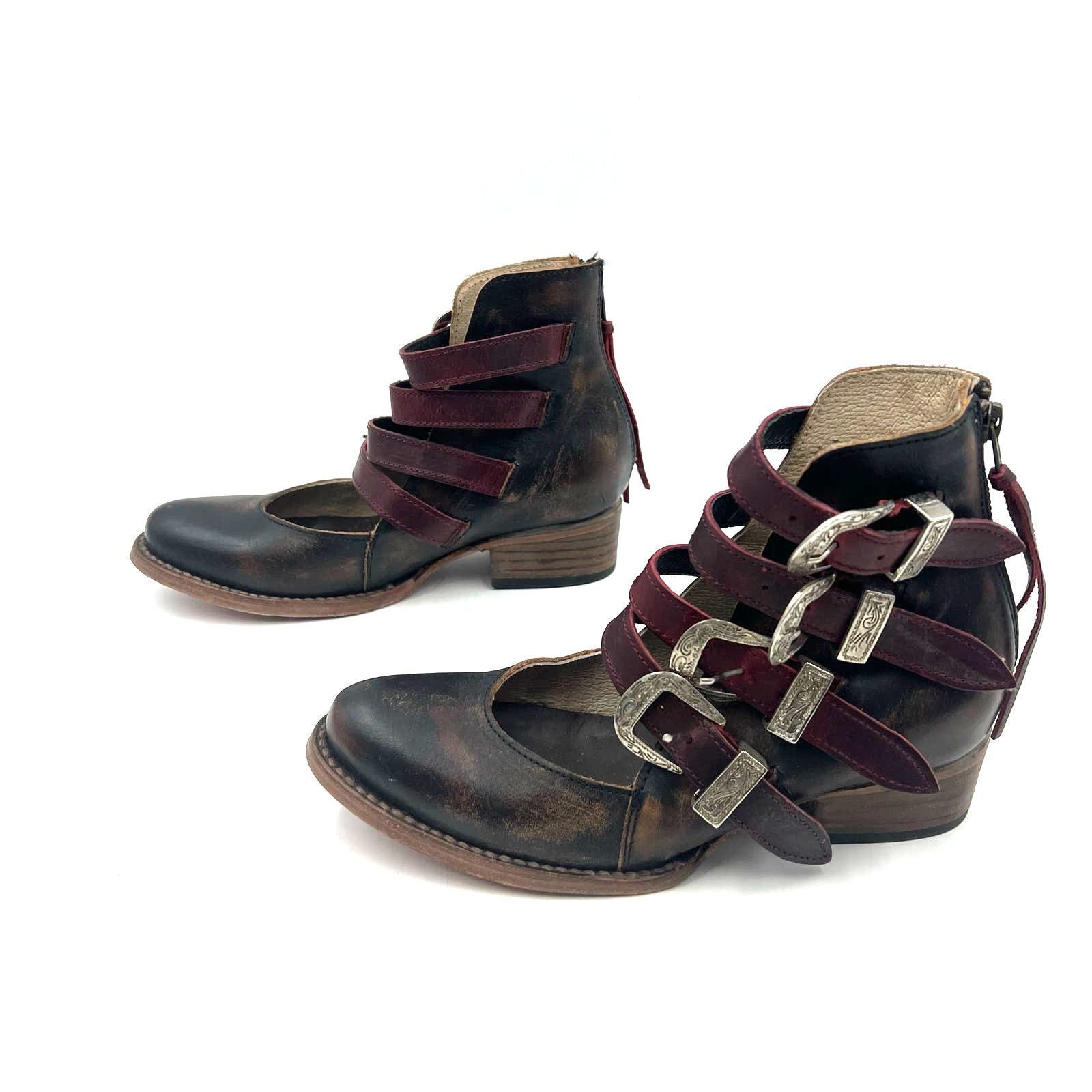 image of Freebird By Steven Scarlett Booties Buckle Ankle Boots in Brown, Women's (Size 7)
