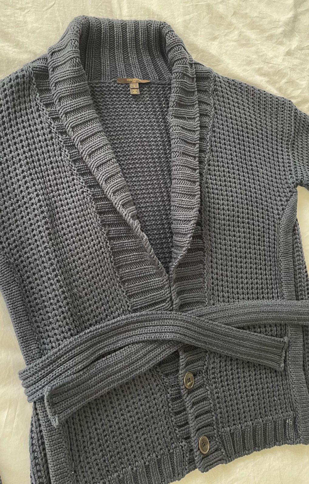 Louis Vuitton Incredible Navy Oversized Heavy Knit Shawl Cardigan Jacket Size US M / EU 48-50 / 2 - 5 Thumbnail