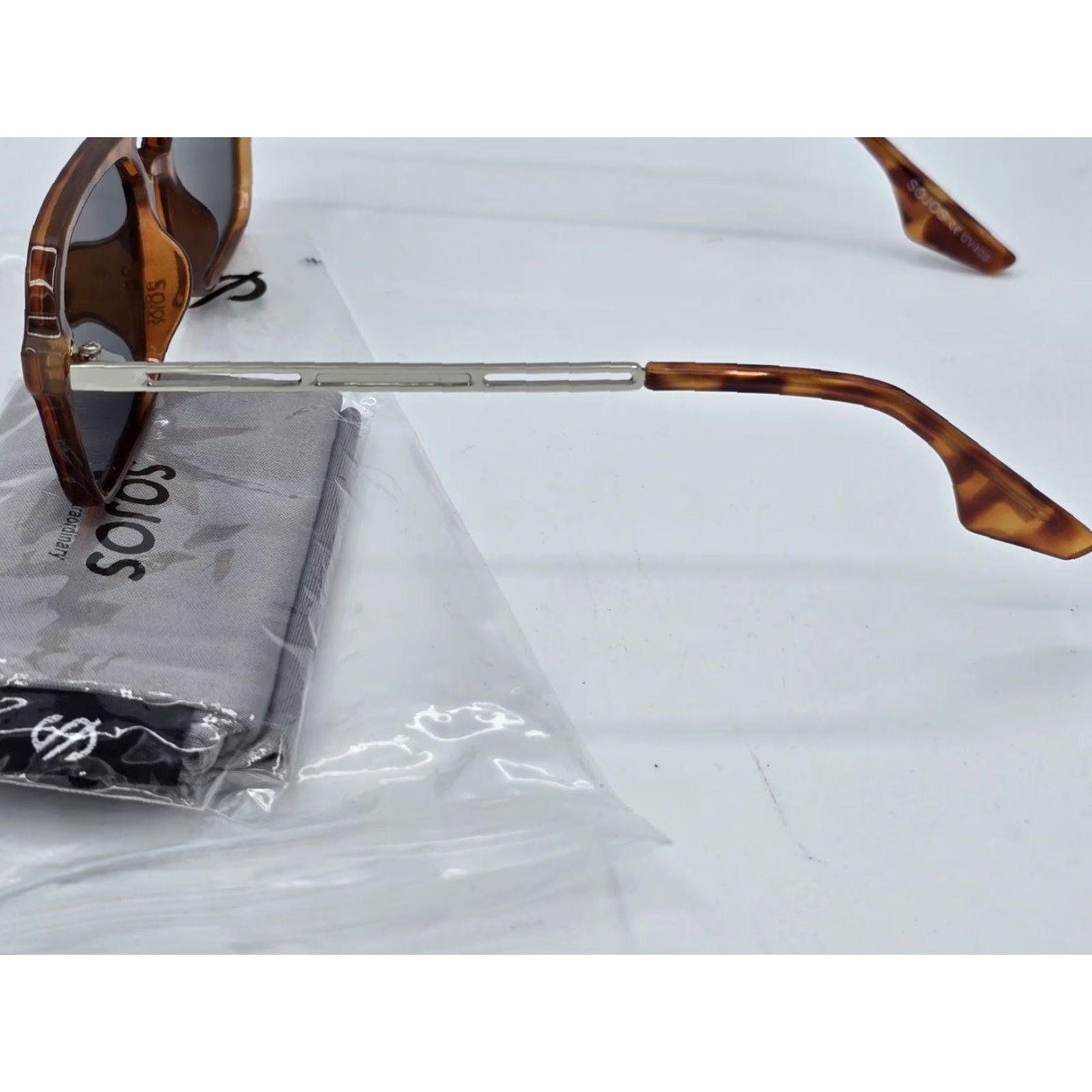 Frame Sojos SJ2186 C4 SY Tortoise Shell Sunglasses 55[]20 150 - Very Good Frame Men Aviator Plastic Lightweight Oversized Brown Lens 150 Temple Size ONE SIZE - 5 Thumbnail
