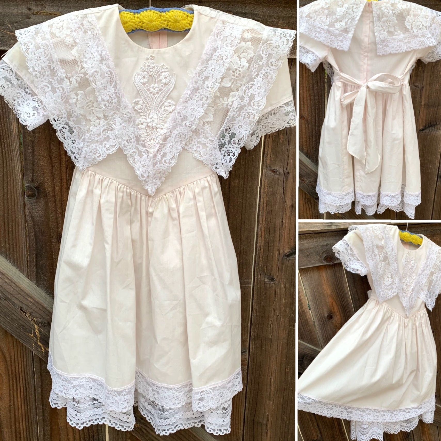 Jessica McClintock VINTAGE Jessica McClintock Girls dress Lace accents Cottagecore Made in USA 4 Pink 1980s Party Short Sleeve Cotton/Polyester/Nylon Girls Size ONE SIZE - 5 Thumbnail