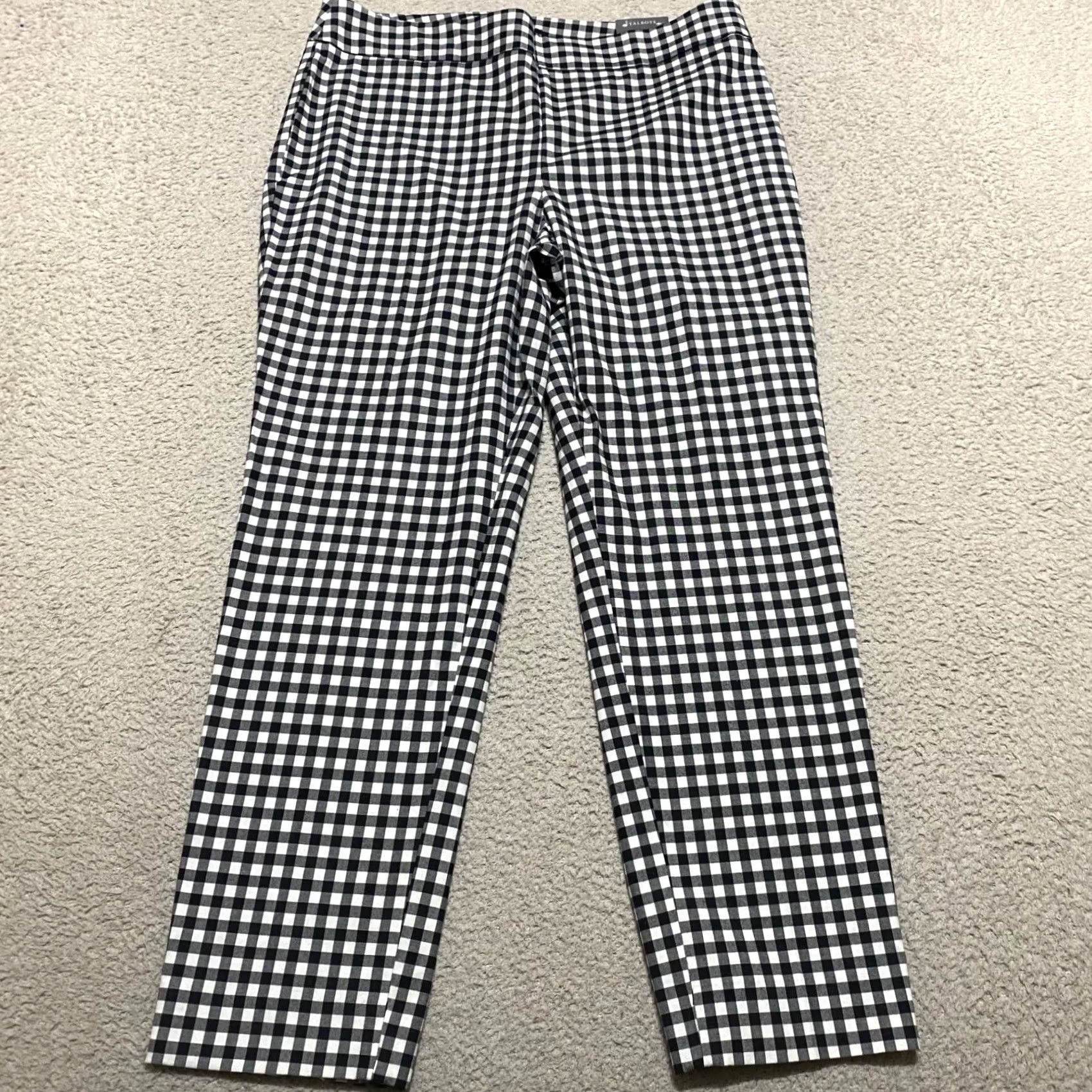 Talbots Talbots Chatham Pants 10P Black Plaid Straight Ankle Office Business Casual Women's Petite Regular Fit Caprise Style Size 32" / US 10 / IT 46 - 2 Thumbnail