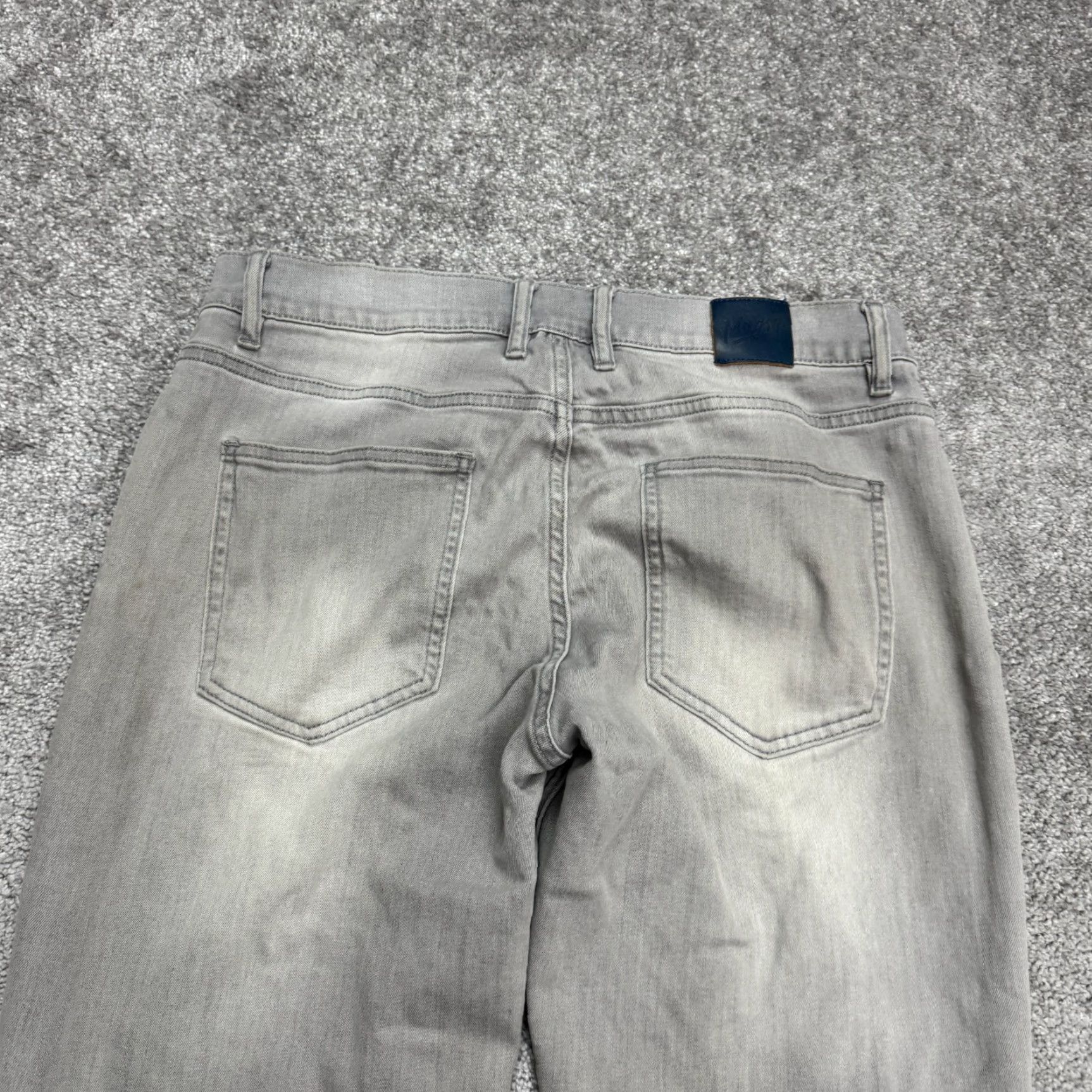 Denime Mugsy Johnnys Jeans Slim 32x30 Gray Denim 5-Pocket Button Zip Mens Straight Streetwear USA - Regular Inseam 32" Cotton Blend Size US 32 / EU 48 - 4 Thumbnail