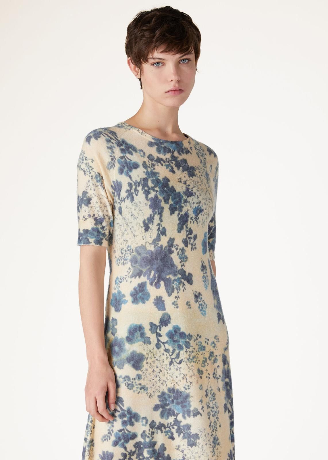 Loro Piana o1srvl11e0125 FAO0068 Roundneck Hill Dress in Blue & Ivory Size M / US 6-8 / IT 42-44 - 4 Thumbnail
