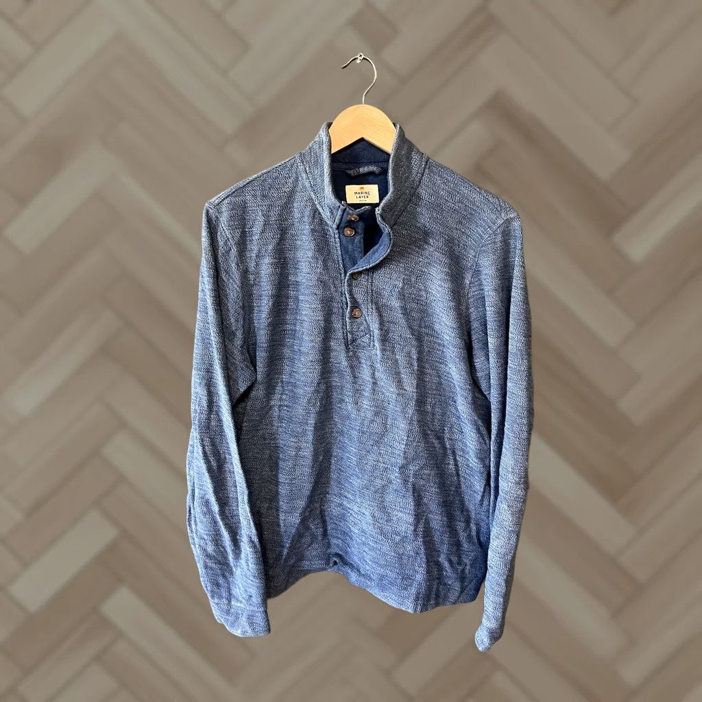 Marine Layer Marine Layer Top Pullover Quarter Button Up Blue Size Medium Men’s Size US M / EU 48-50 / 2 - 1 Thumbnail