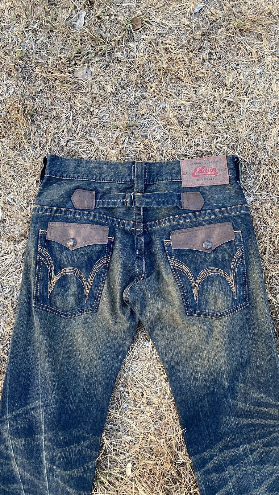 Edwin Edwin Blue Trip Buckle Jeans Very Nice Design Size US 33 - 9 Thumbnail