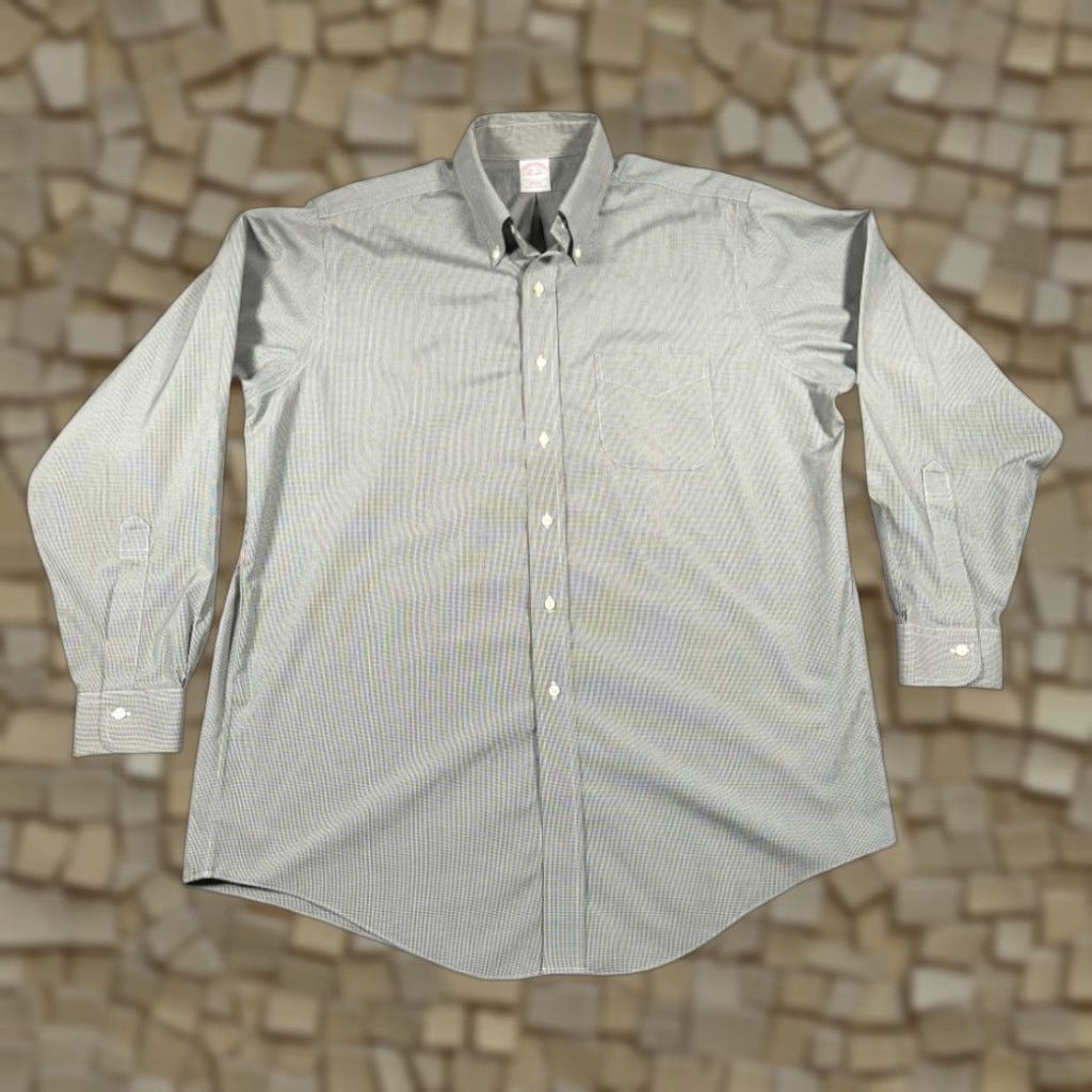 Brooks Brothers Brooks Brothers Shirt Adult XL Black White Houndstooth Micro Check Button-Down Casual Regular Fit Pocketed Size US XL / EU 56 / 4 - 1 Thumbnail