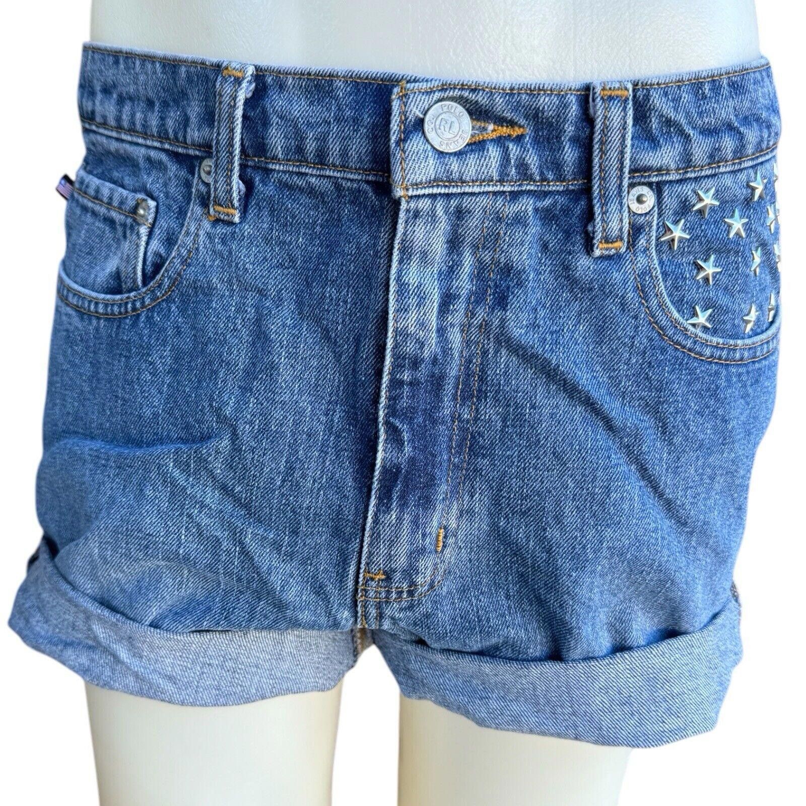 Lauren Ralph Lauren Vtg Ralph Lauren Star Studded Cut Off Jean Shorts 14 W-33” Size 36" / US 14 / IT 50 - 1 Thumbnail