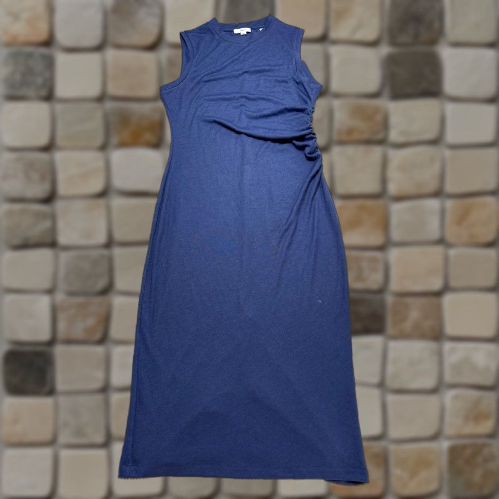 Vince Vince Dress Womens Medium Blue Bodycon Midi Wrap Sleeveless Crew Neck Casual Party/Cocktail Stretch 90s? Size M / US 6-8 / IT 42-44 - 1 Thumbnail