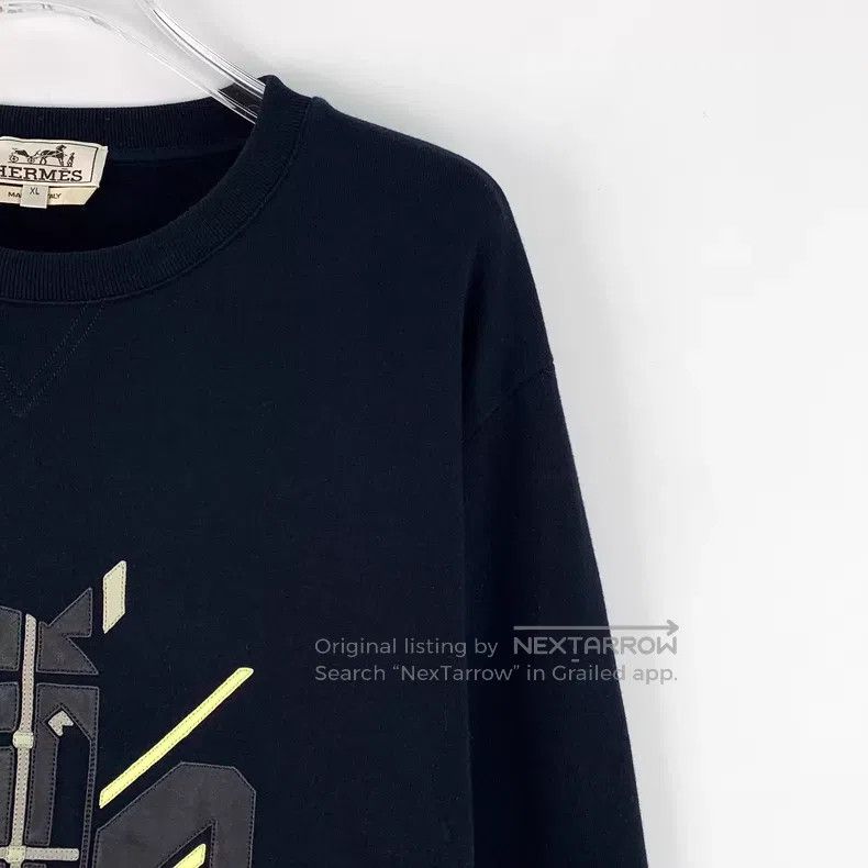 Hermes Hermes Black Round Neck Leather Cotton Long Sleeve Sweatsh Size US XL / EU 56 / 4 - 3 Thumbnail