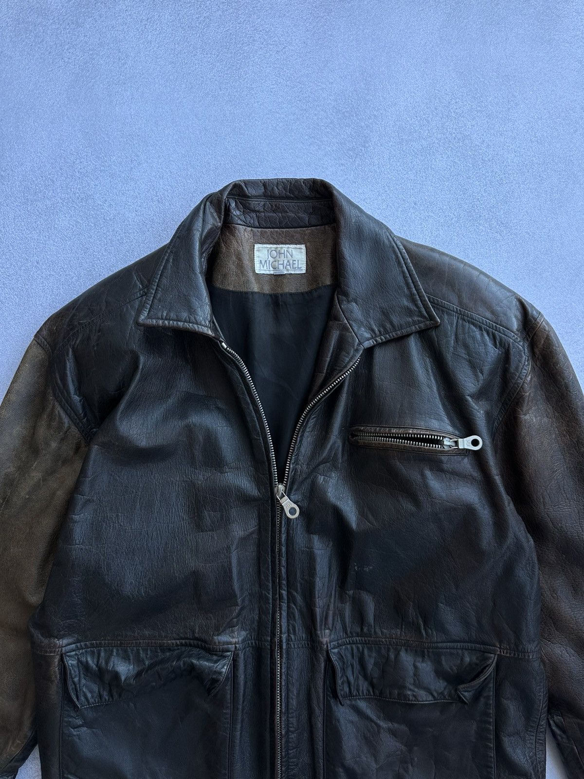 Vintage Vintage John Michael Men’s Moto Leather Jacket USA Size US L / EU 52-54 / 3 - 2 Thumbnail