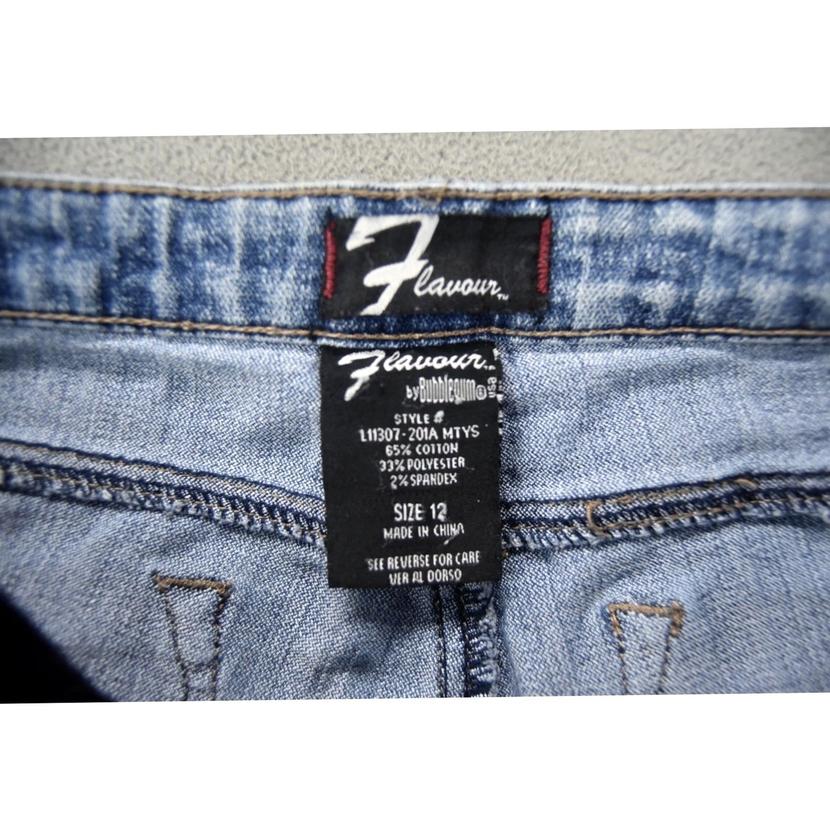 Denime Flavour Jeans Womens Size 12 Blue Denim Embroidered Pocket Bubblegum Straight Jeans Women Size 34" / US 12 / IT 48 - 2 Thumbnail