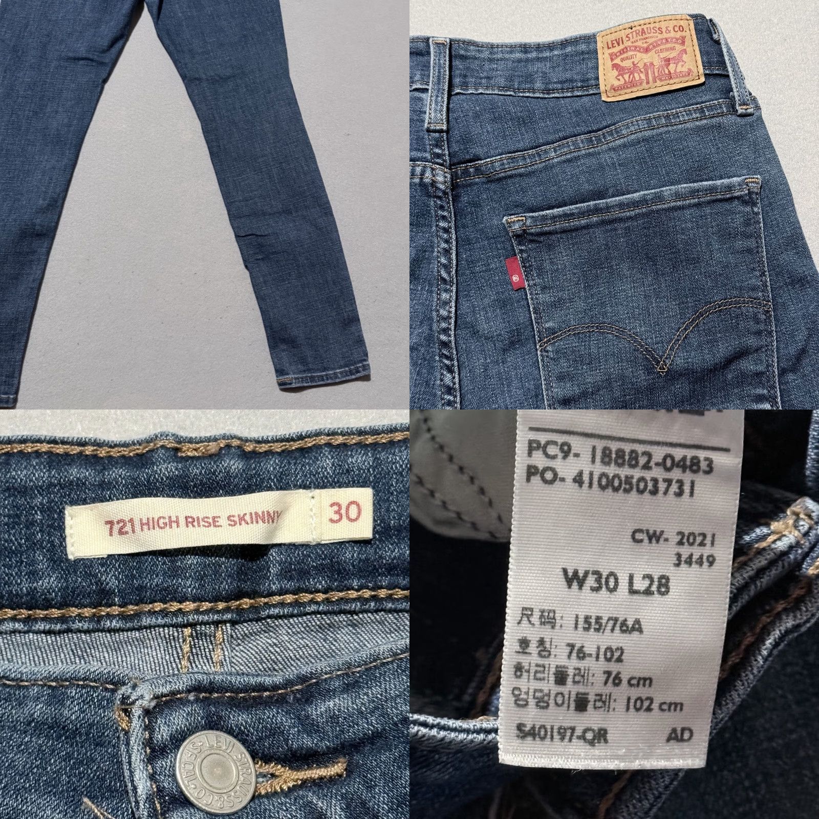 Levi's Levi's 721 High Rise Skinny Jeans Women's Blue Denim Distressed Retro - 30 Jeans Size 30" / US 8 / IT 44 - 8 Thumbnail