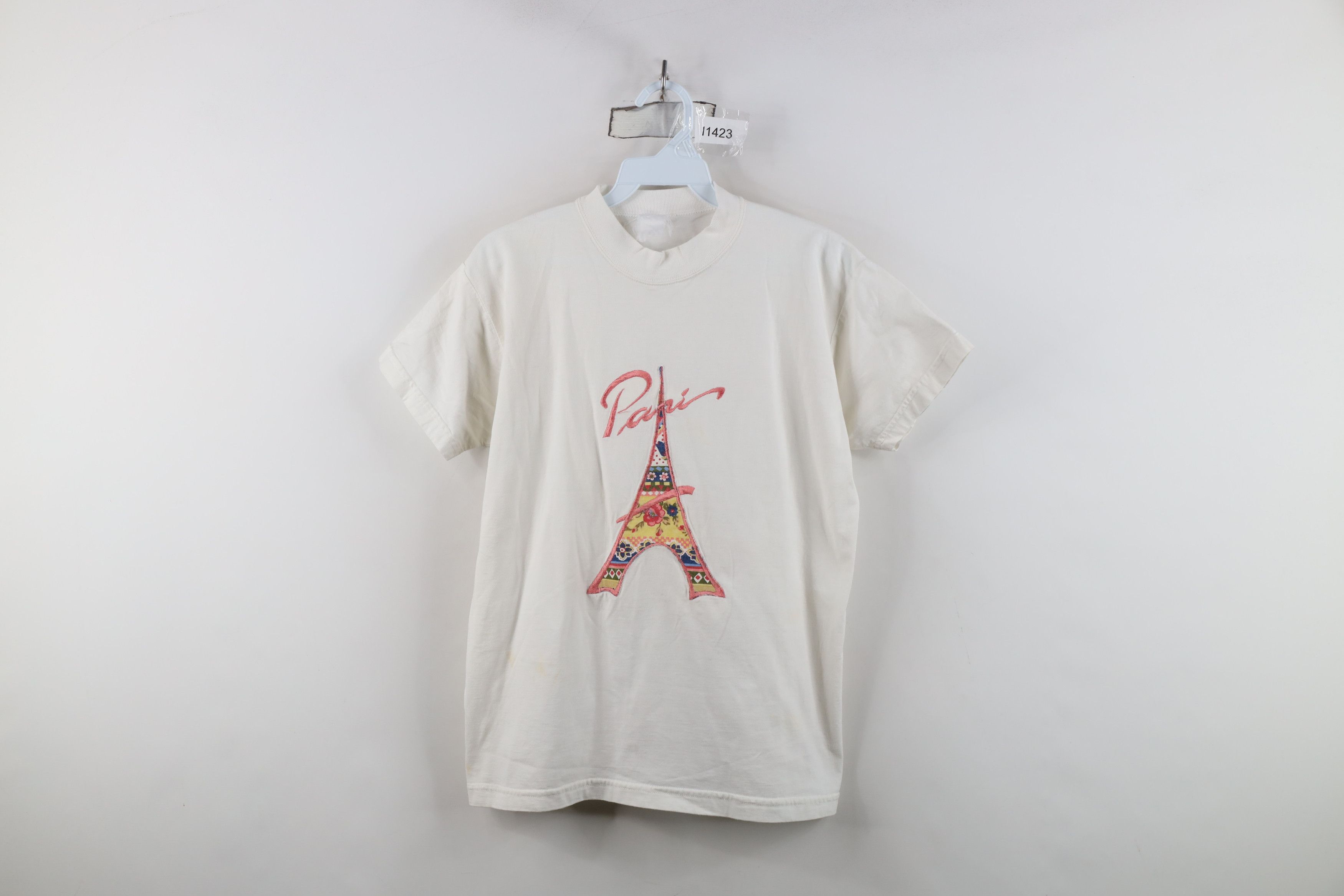 Vintage Vintage 90s Streetwear Eiffel Tower Quilt Patch T-Shirt Size S / US 4 / IT 40 - 1 Thumbnail