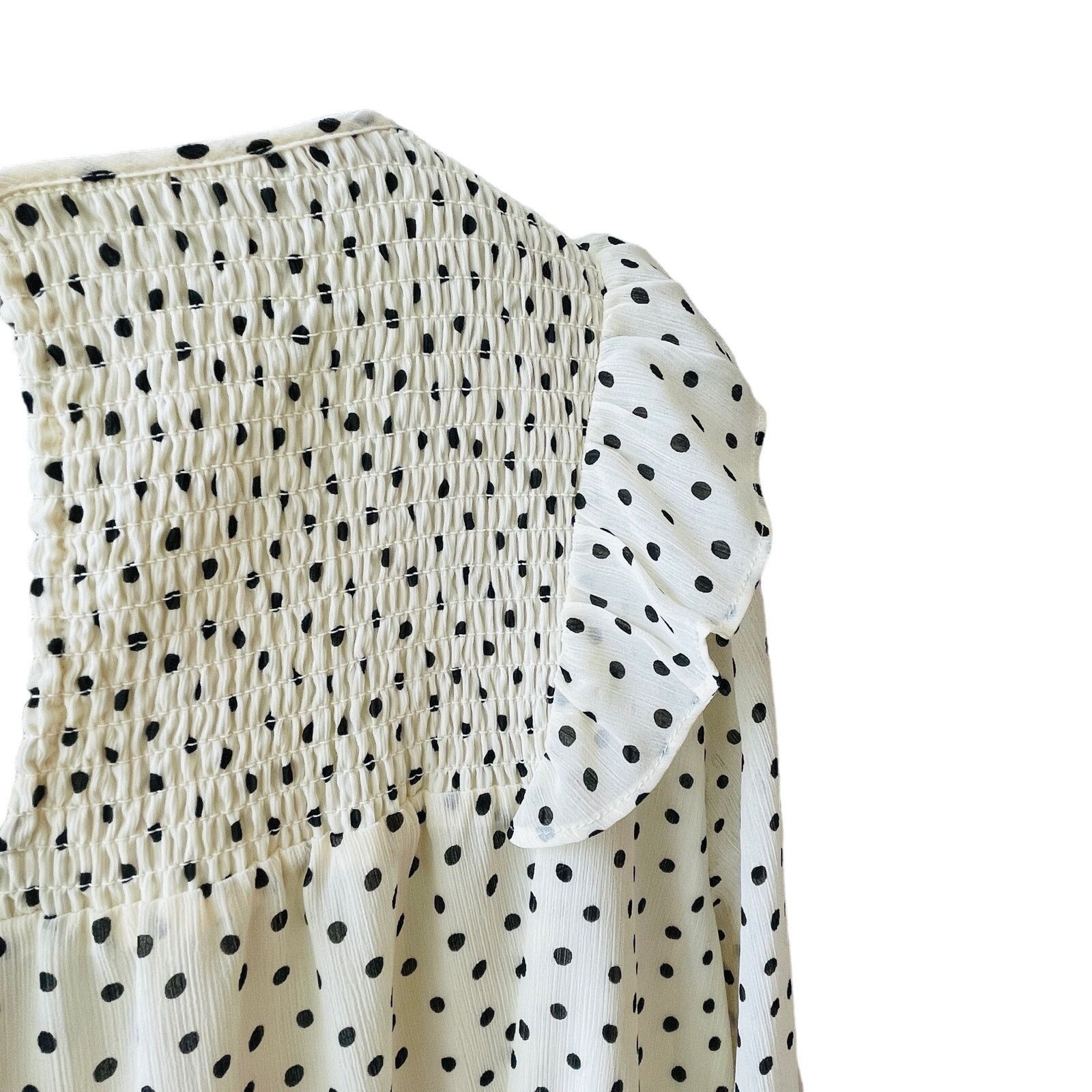 Madewell Madewell Smocked Ruffle Shoulder Dotted Dress Size Med NWT Size M / US 6-8 / IT 42-44 - 6 Thumbnail