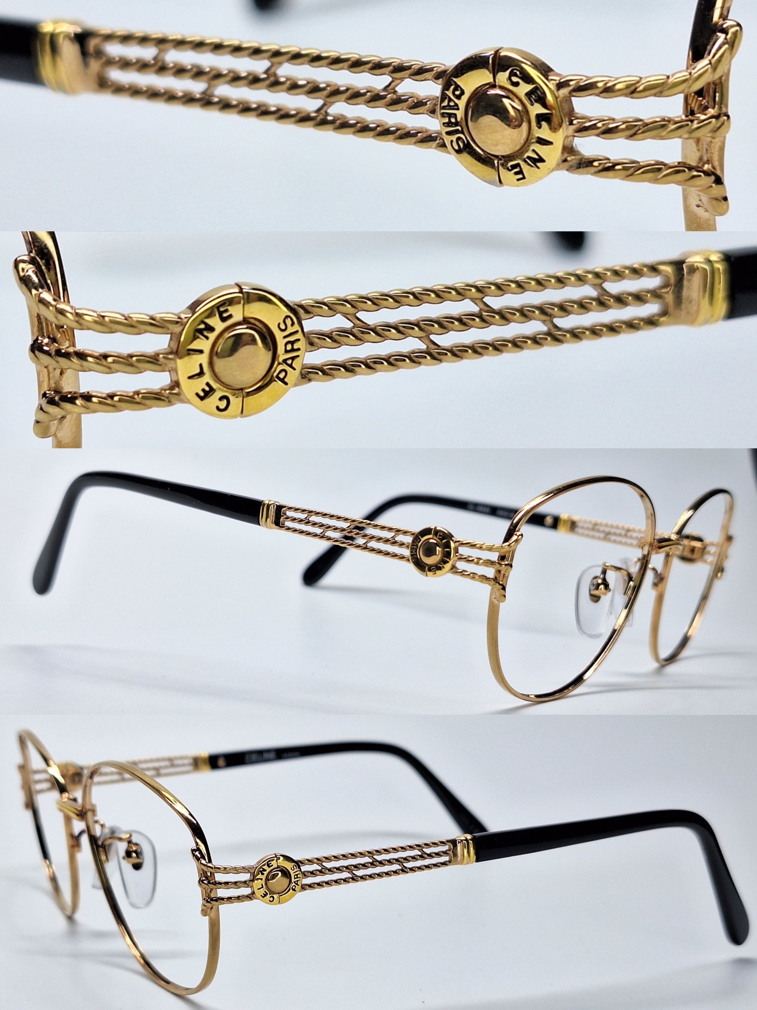 Celine CELINE PARIS CL-6523 Gold Luxury Vintage Eyeglasses Frame Size ONE SIZE - 7 Thumbnail