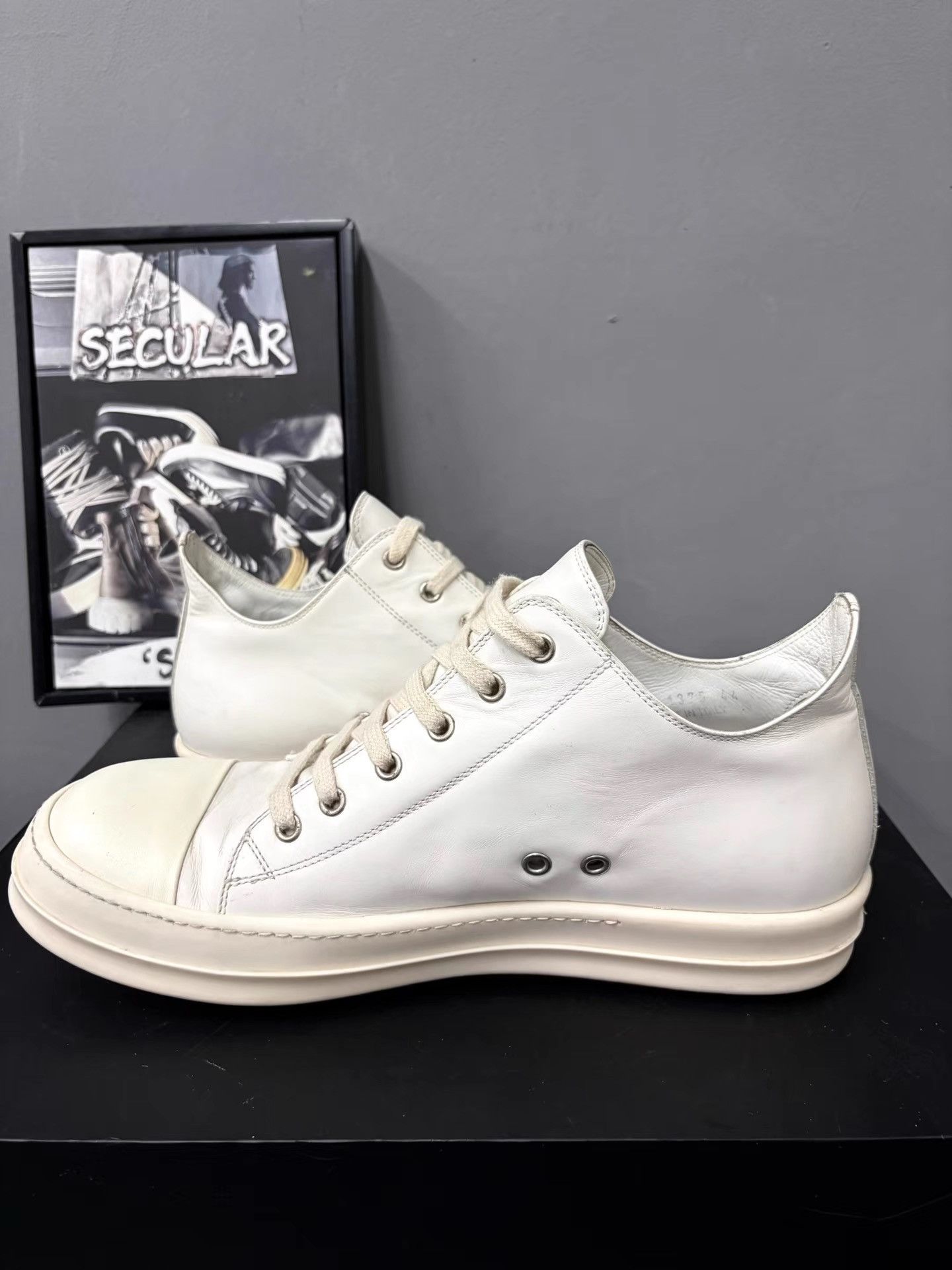 Rick Owens Rick Owens Mainline Milk White Leather Low-Top Sneakers K34 Size US 11 / EU 44 - 5 Thumbnail