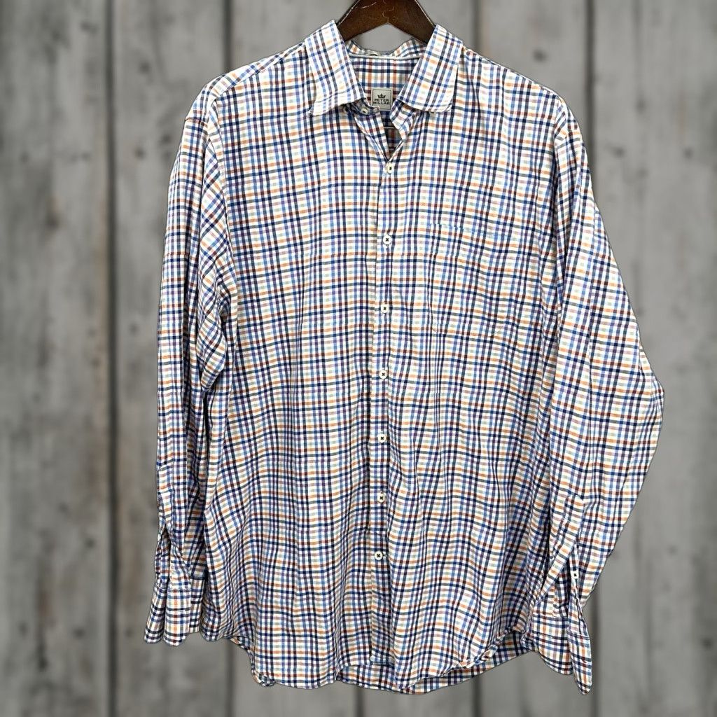 Peter Millar Peter Millar Shirt Mens XL Plaid Long Sleeved Button Front Blue Preppy Dad Golf Size US XL / EU 56 / 4 - 1 Thumbnail