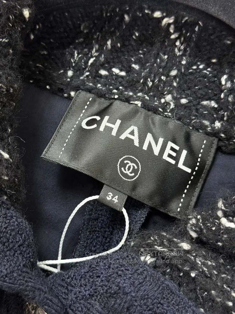 Chanel Chanel Dark blue inner black and white knitted lapel long- Size XXS / US 00 / IT 34 - 6 Thumbnail