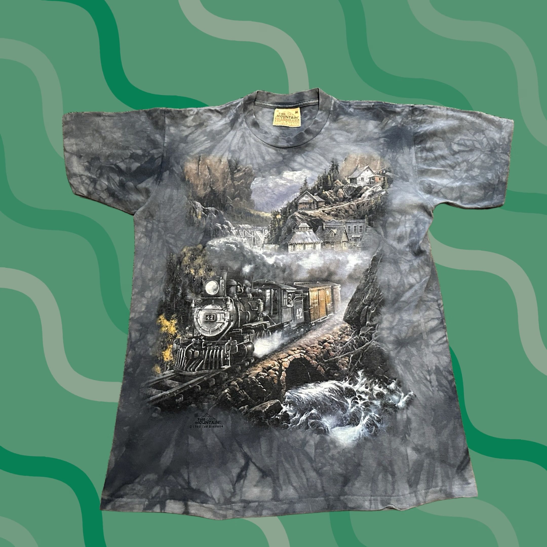 The Mountain The Mountain Shirt Mens Medium Tie Dye Graphic Print Blue Short Sleeve Animals Nature USA Size US M / EU 48-50 / 2 - 1 Thumbnail