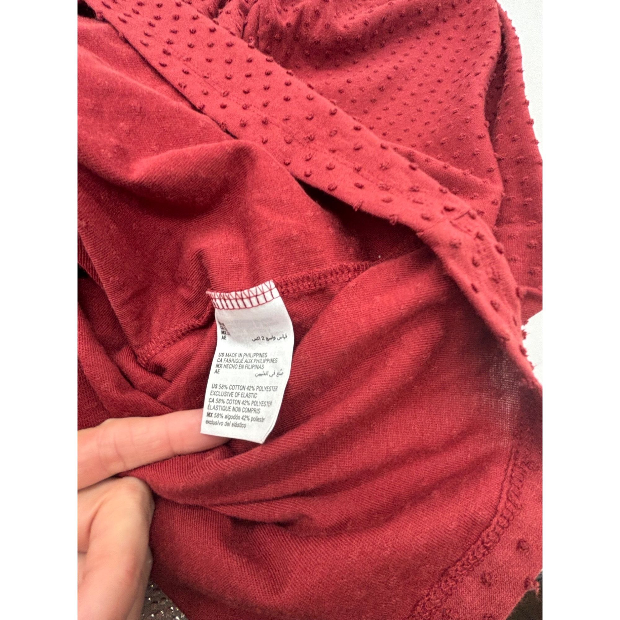Style & Co Style Co Plus Size Off-the-Shoulder Swiss Dot Top, Merlot, S Size ONE SIZE - 7 Thumbnail