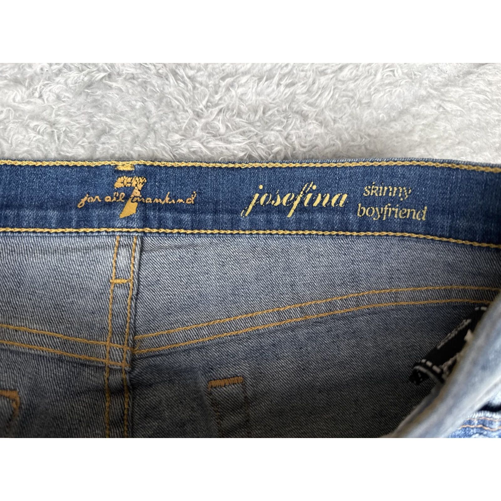 7 For All Mankind 7 For All Mankind Jeans Womens 30x28 Blue Josefina Skinny Boyfriend Distressed Size 30" / US 8 / IT 44 - 6 Thumbnail