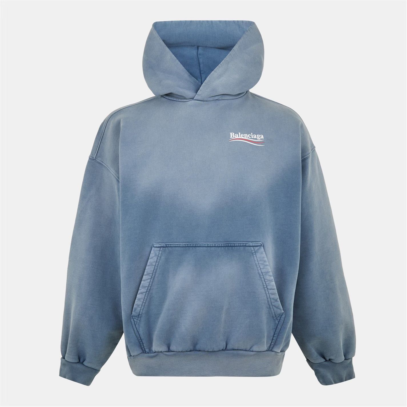 Balenciaga o1g2r1mq0226 Logo Political Hoodie In Faded Blue Size US L / EU 52-54 / 3 - 1 Thumbnail