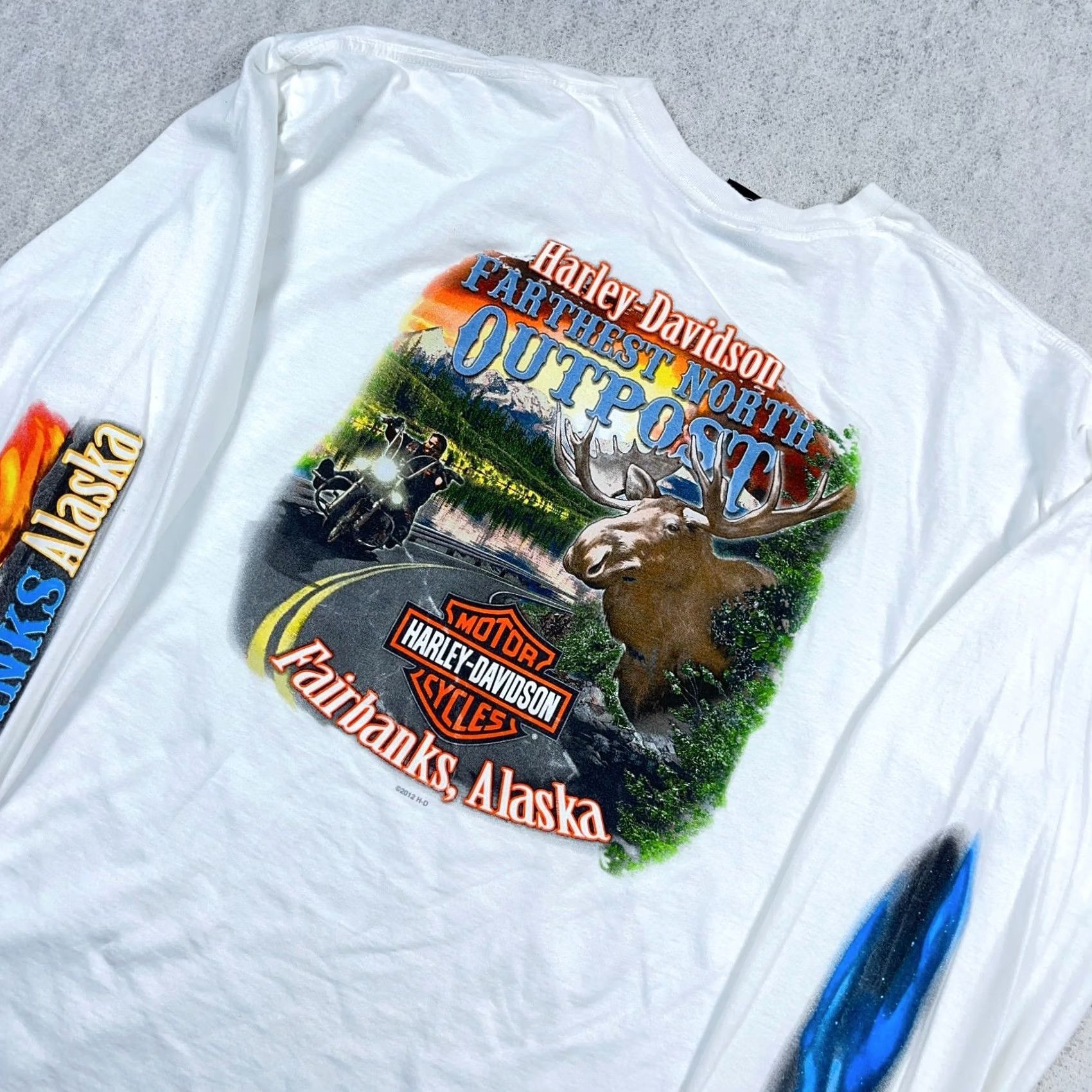 Harley Davidson Vintage Harley Davidson Shirt Men 2XL Long Sleeve Hit Fire Flames Alaska Y2K Size US XXL / EU 58 / 5 - 3 Thumbnail