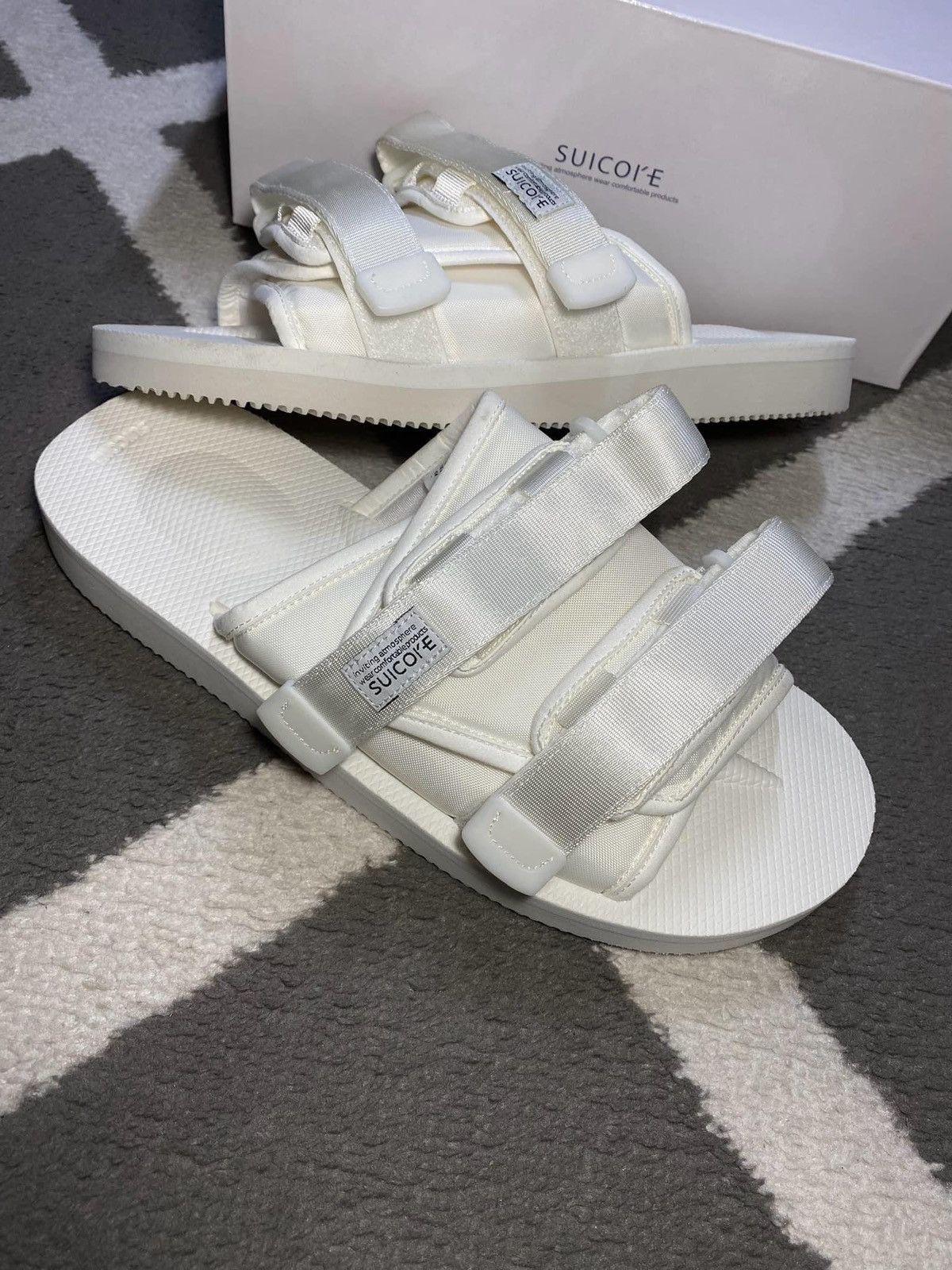 Designer × Japanese Brand × Suicoke Suicoke Moto Cab OG-056 White Slides Sandals Size US 6 / IT 36 - 2 Thumbnail