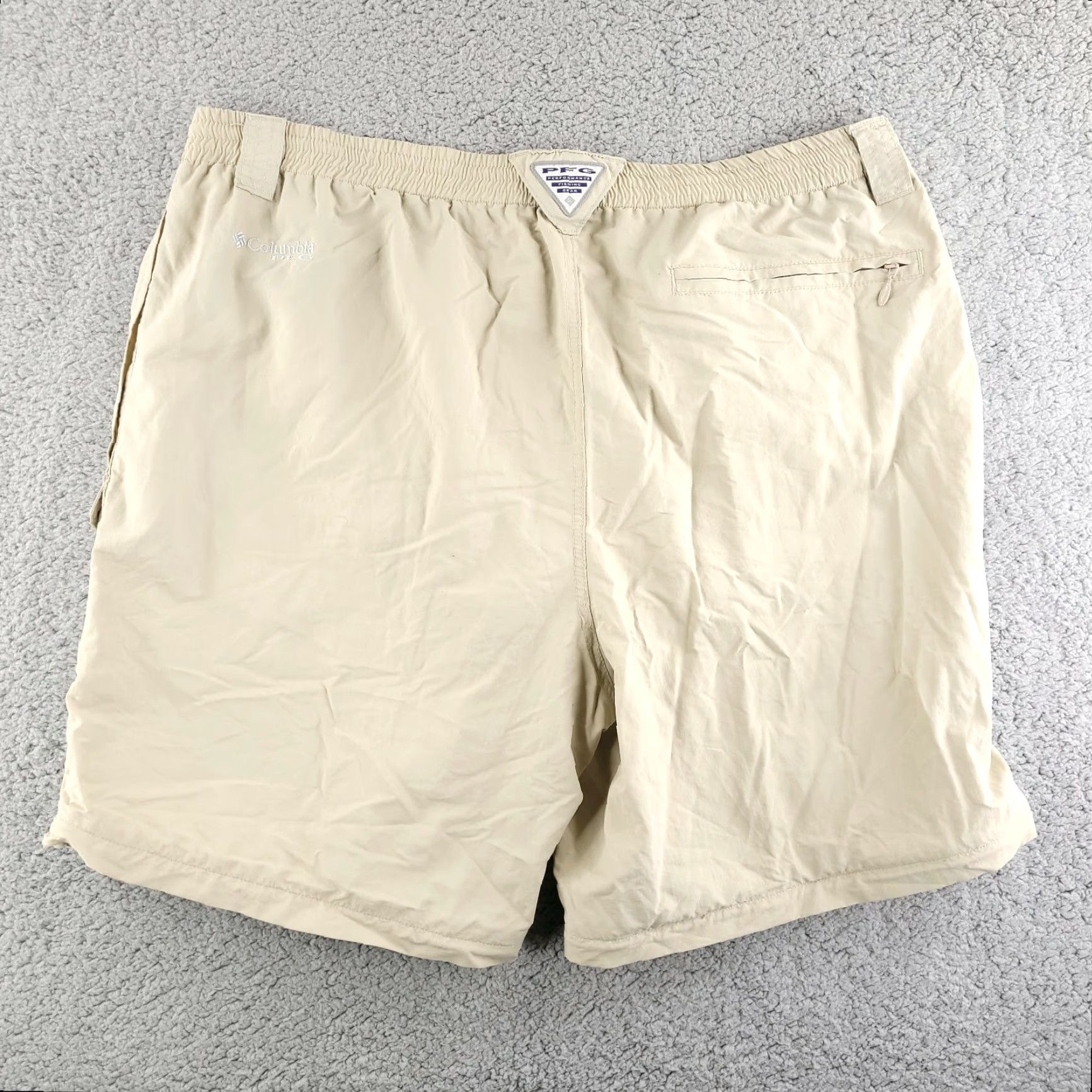 Vintage Columbia PFG Shorts Men's XXL Tan Beige Net Swim Trunks Bottoms Netted Size US 39 - 7 Thumbnail