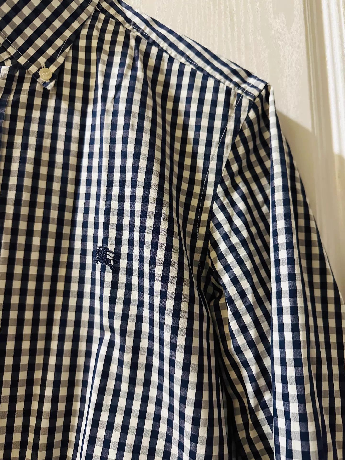 Burberry BURBERRY Horseferry Embroidered B&W Check Collar Shirt M Size US M / EU 48-50 / 2 - 3 Thumbnail