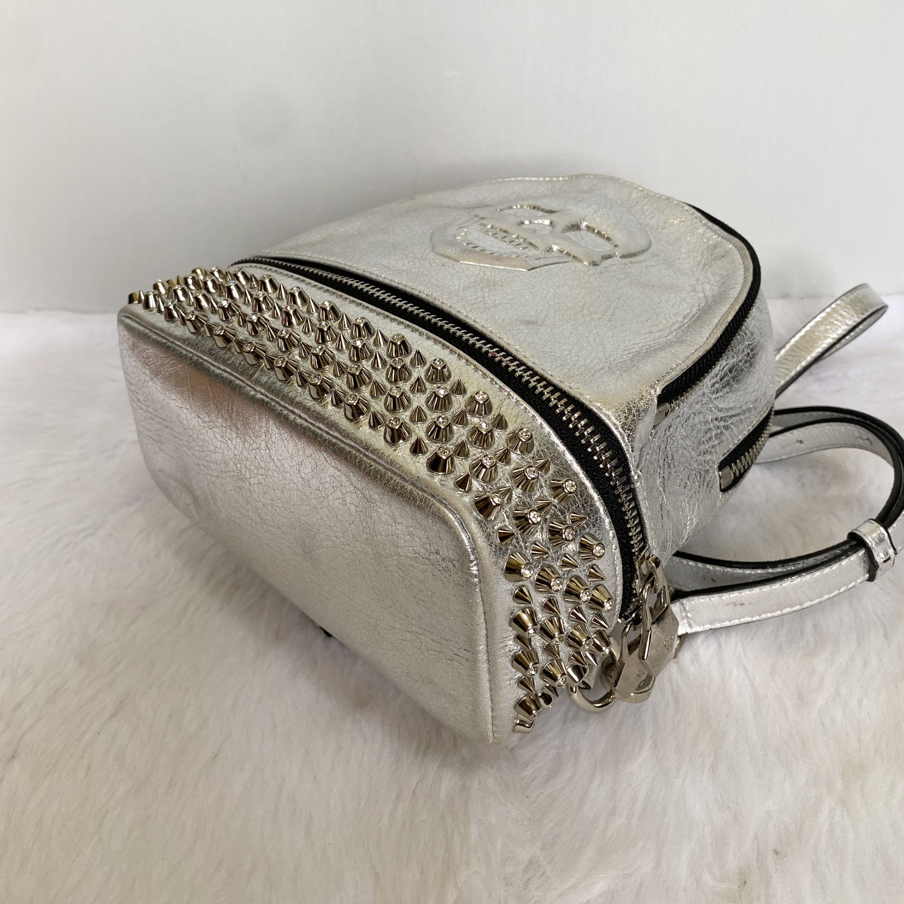 Philipp Plein Mini Cornelia Silver Crystal Studded Skull Leather Backpack Size ONE SIZE - 7 Thumbnail