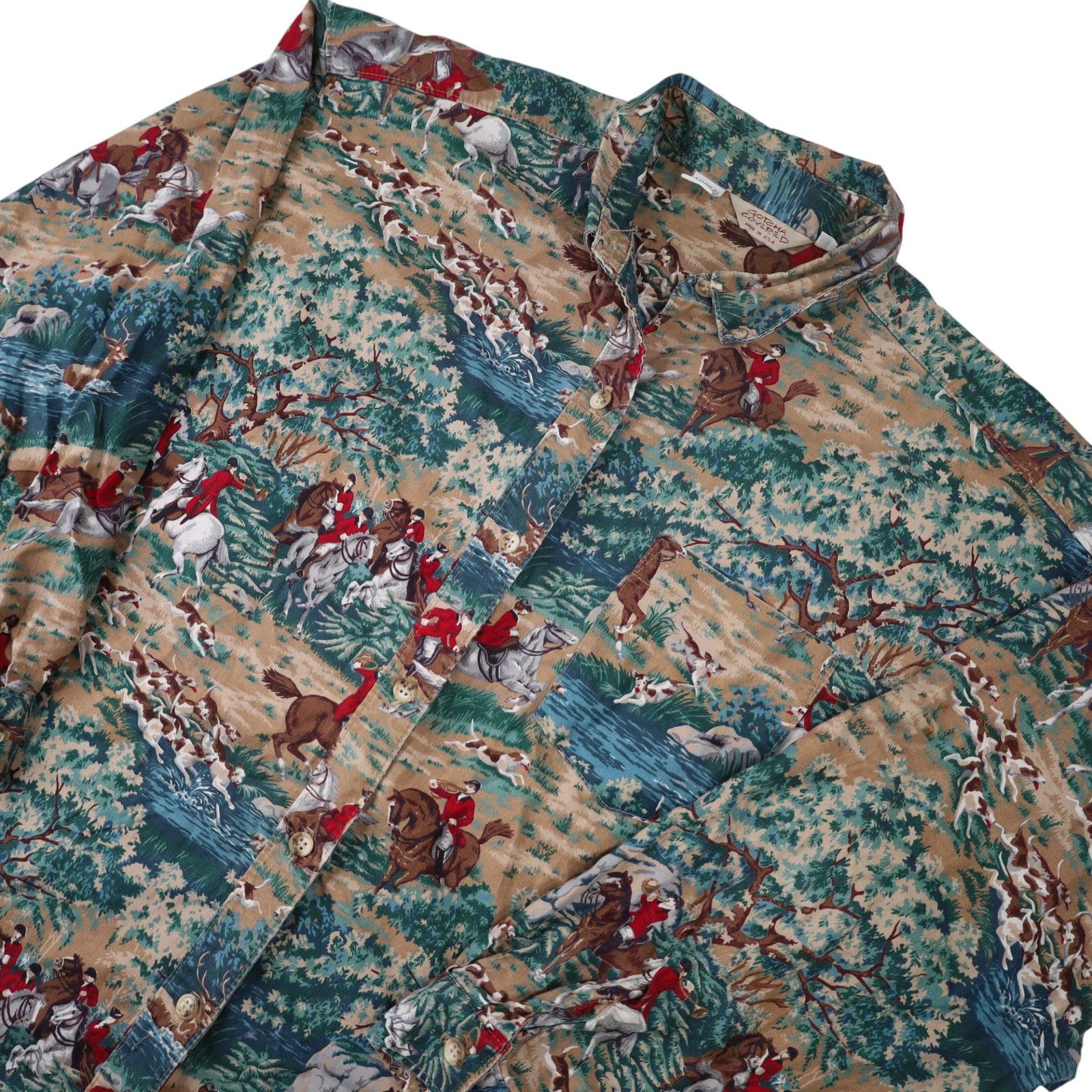 Vintage VTG Gotcha Covered Classic Fox Hunting Pattern Button Up Size US L / EU 52-54 / 3 - 2 Thumbnail