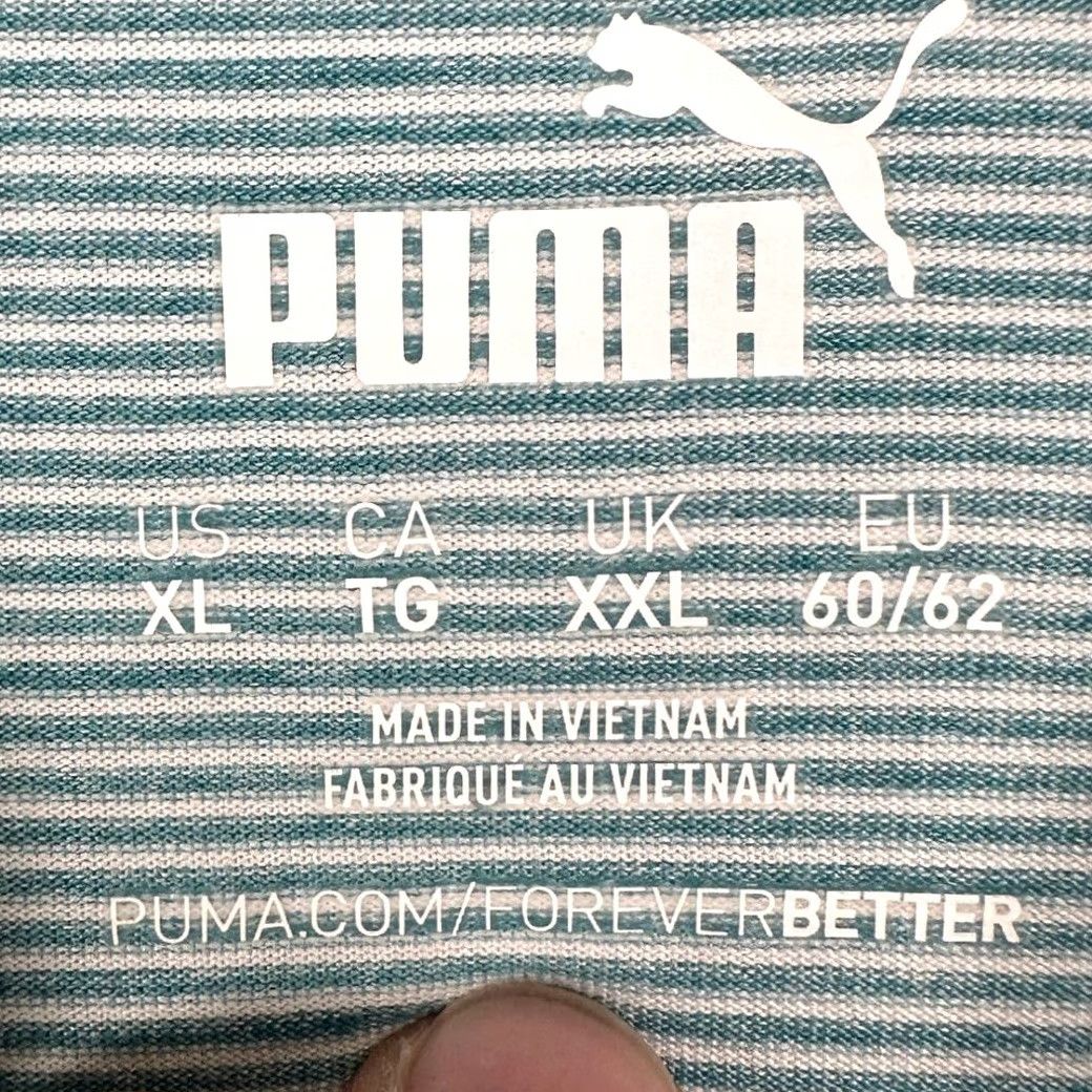 Puma Puma Golf Polo Shirt Adult XL Aqua White Striped Rugby Mens Size US XL / EU 56 / 4 - 4 Thumbnail